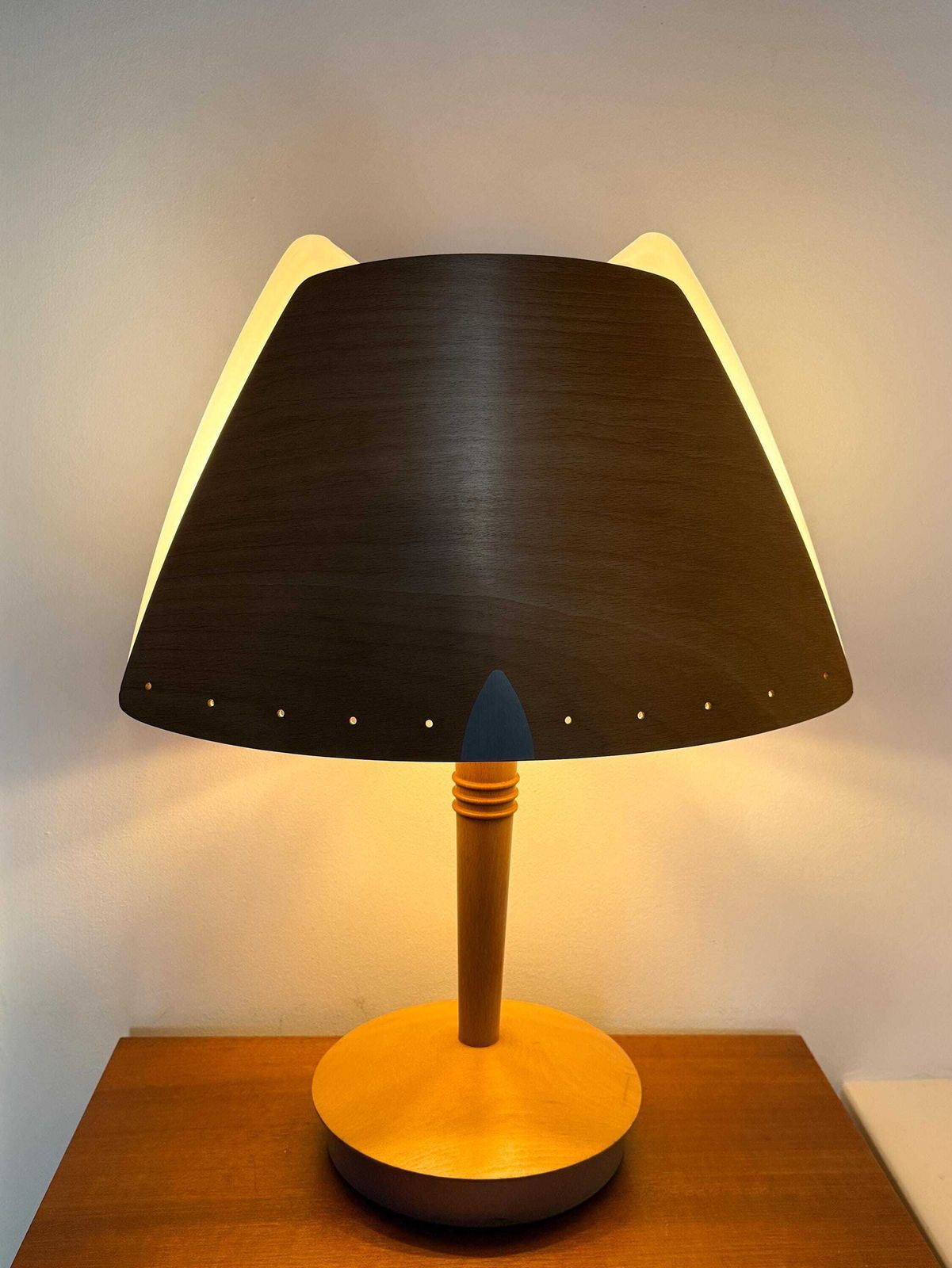 Vintage Xxl Table Lamp 'Harmonie' By Soren Eriksen For Lucid (Atelier Sedap), Bent Plywood With Acrylic Diffuser, French Design photo buy
