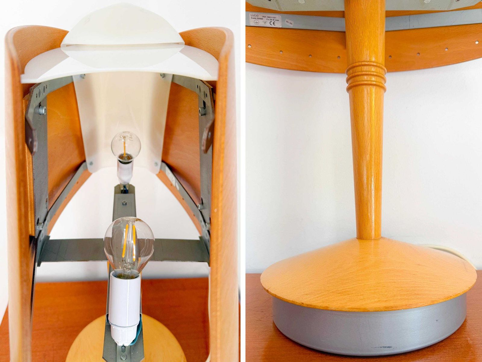 photo for sale Vintage Xxl Table Lamp 'Harmonie' By Soren Eriksen For Lucid (Atelier Sedap), Bent Plywood With Acrylic Diffuser, French Design