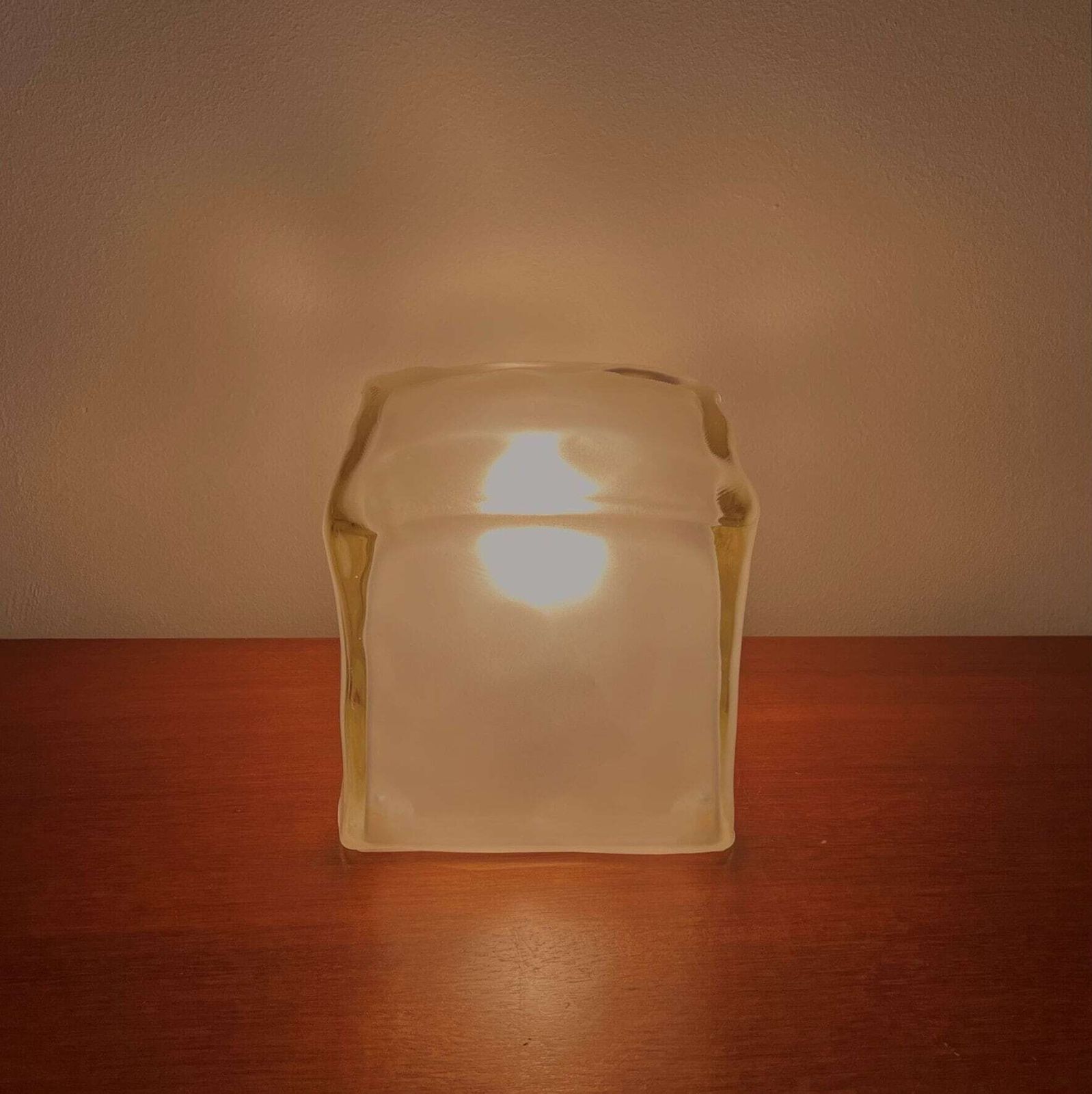 Iconic Vintage Ikea Iviken Ice Cube Lamp   Frosted Glass   Table Lamp photo Lighting
