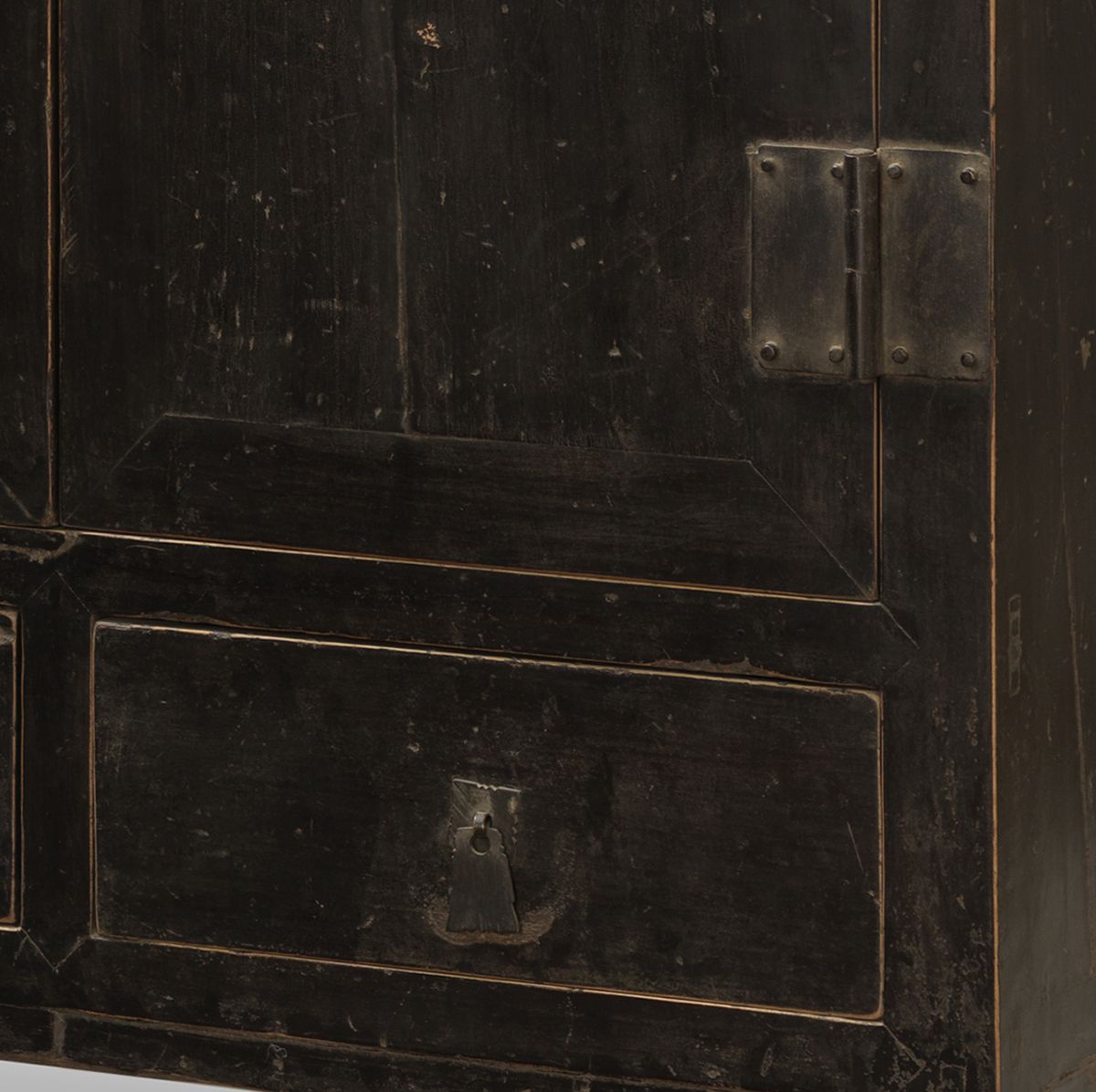 Black Lacquer Elm Armoire photo vintage