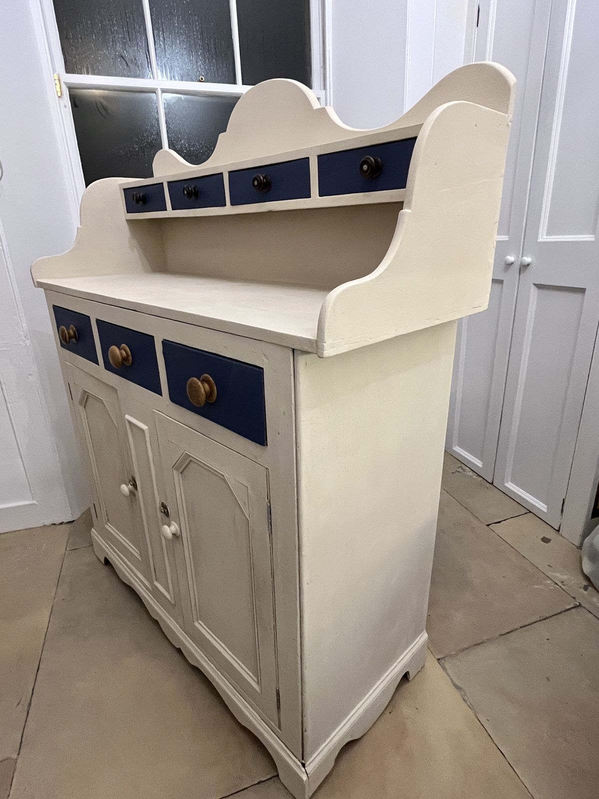 photo furniture Rare Antique Pine Cupboard, 7 Drawer Dresser, Farrow And Ball Painted