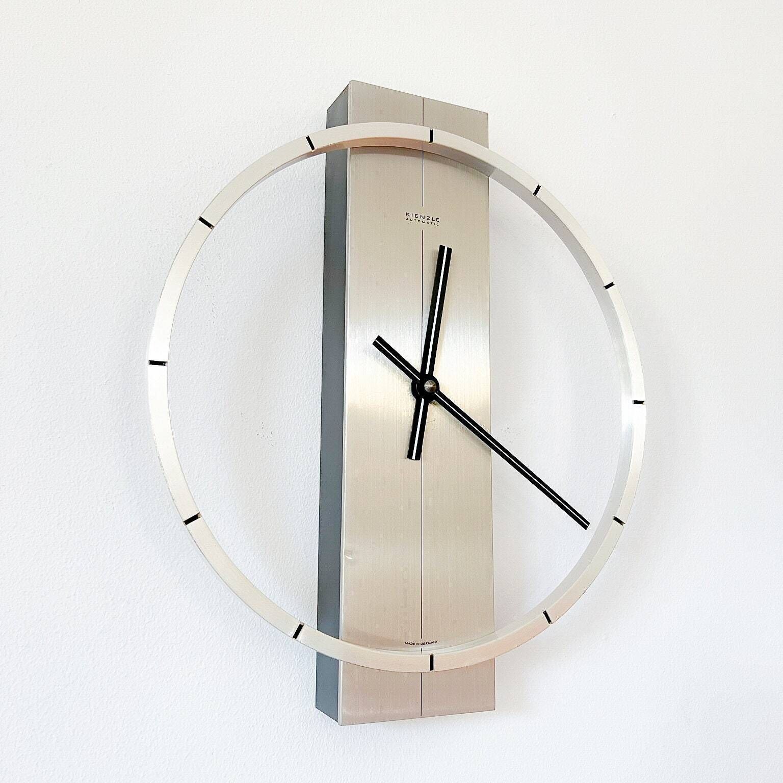 Vintage Mid Century Kienzle Vernikkeld Verzilverd Wandklok, Jaren 1960, Duitsland, Mcm, Automatisch