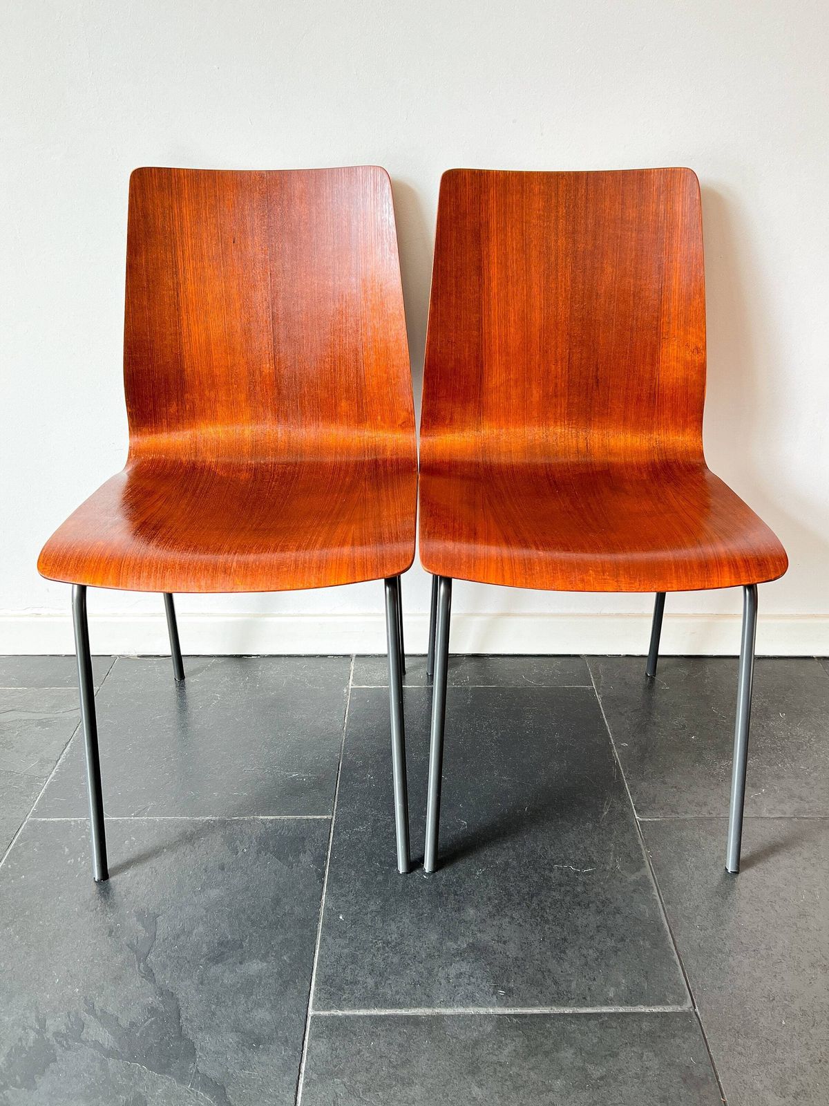 Vintage Auping Chairs 'Euroika' (2 Available)   Dutch Design By Friso Kramer   Teak Plywood, Metal   1963 photo furniture