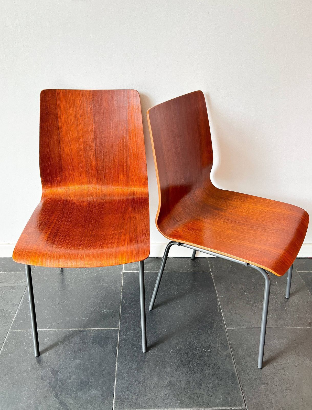 Vintage Auping Chairs 'Euroika' (2 Available)   Dutch Design By Friso Kramer   Teak Plywood, Metal   1963 photo vinterior