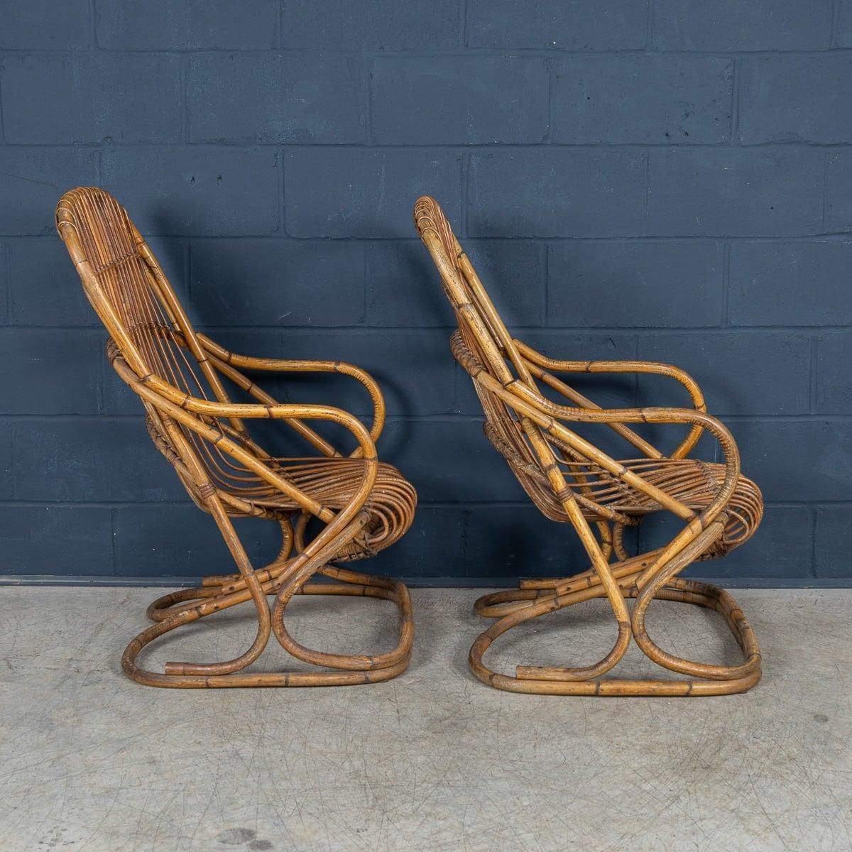20th Century Italian Pair Of Wicker Armchairs By Tito Agnoli C.1960 photo 1828.0