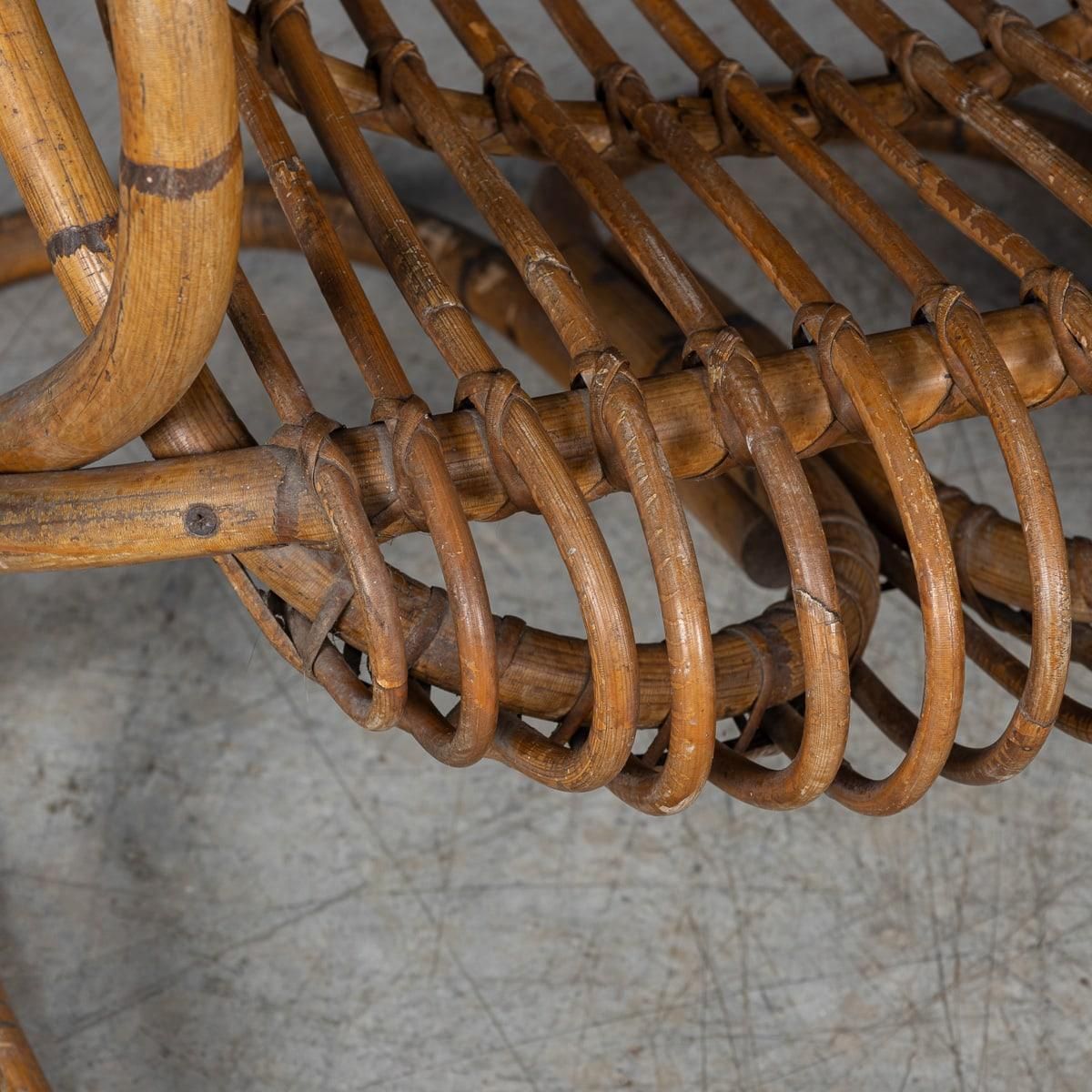 20th Century Italian Pair Of Wicker Armchairs By Tito Agnoli C.1960 photo vintage