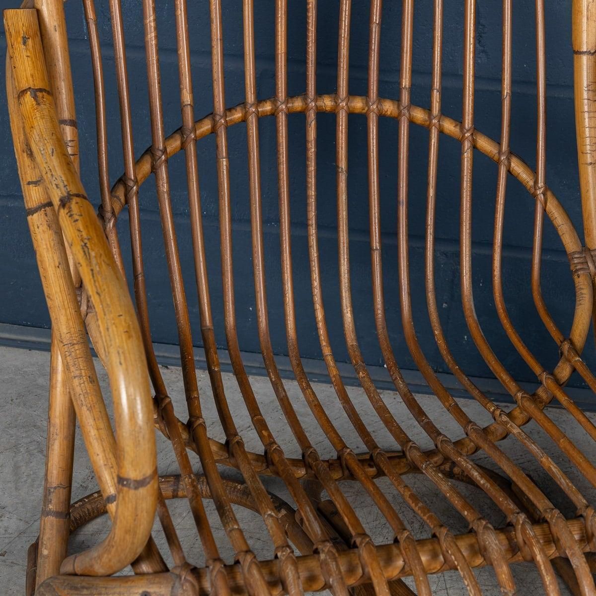 1828.0 20th Century Italian Pair Of Wicker Armchairs By Tito Agnoli C.1960 photo