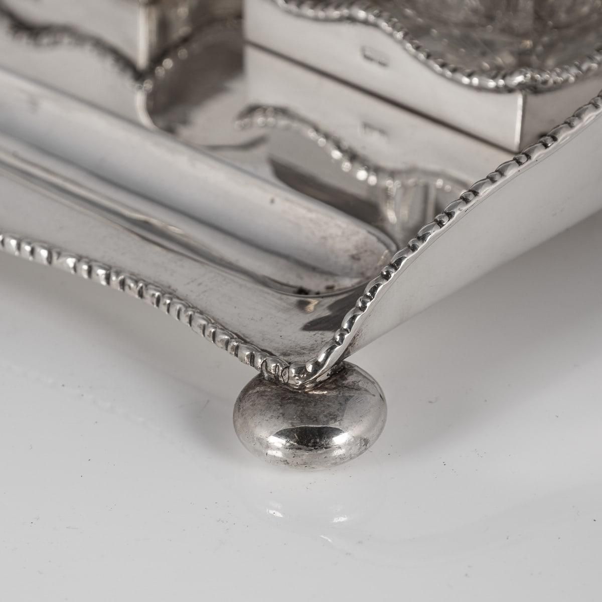 Antique 20th Century Edwardian Solid Silver Inkwell Desk Set, Chester C.1908 photo buy