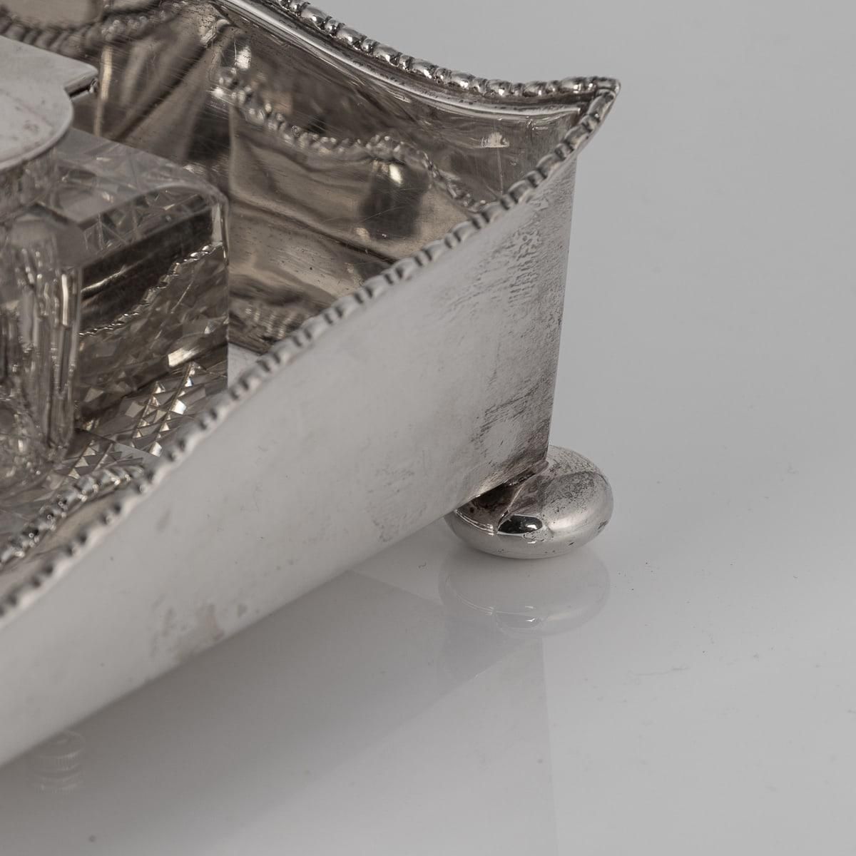 Antique 20th Century Edwardian Solid Silver Inkwell Desk Set, Chester C.1908 photo vintage