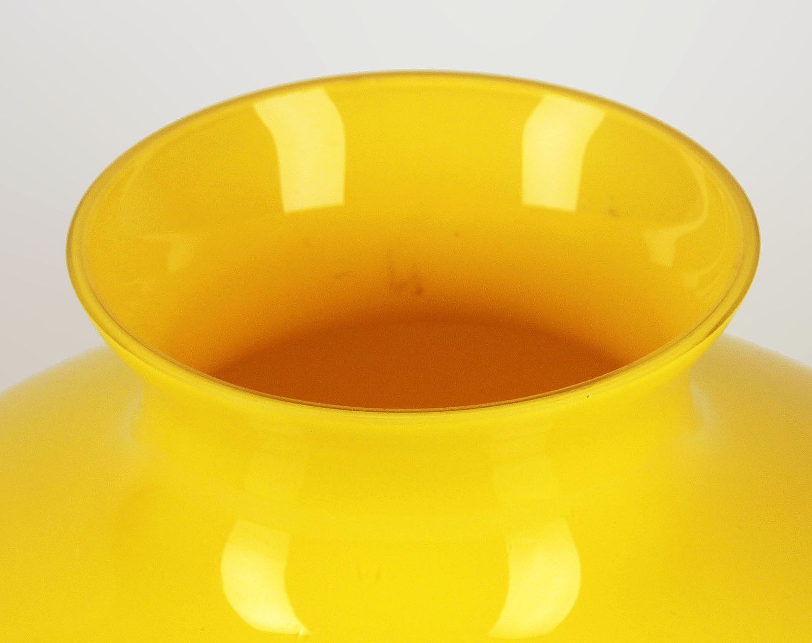 Late 20th Century Danish Bulbous Polished Glass Yellow Vase Of Scandinavian Design photo buy