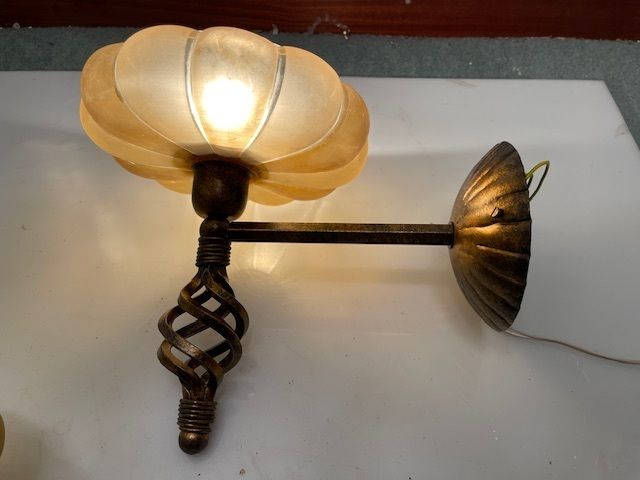 Murano Glass Wrought Iron Sconces Set Of 2 1960’s photo vintage