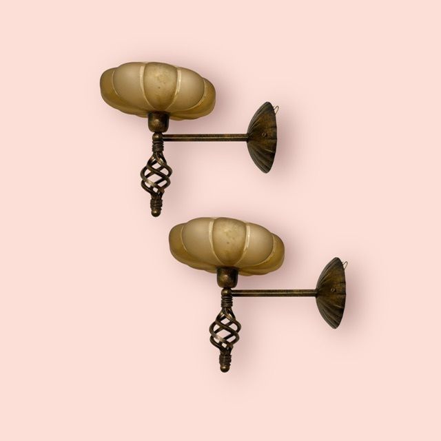 photo furniture Murano Glass Wrought Iron Sconces Set Of 2 1960’s
