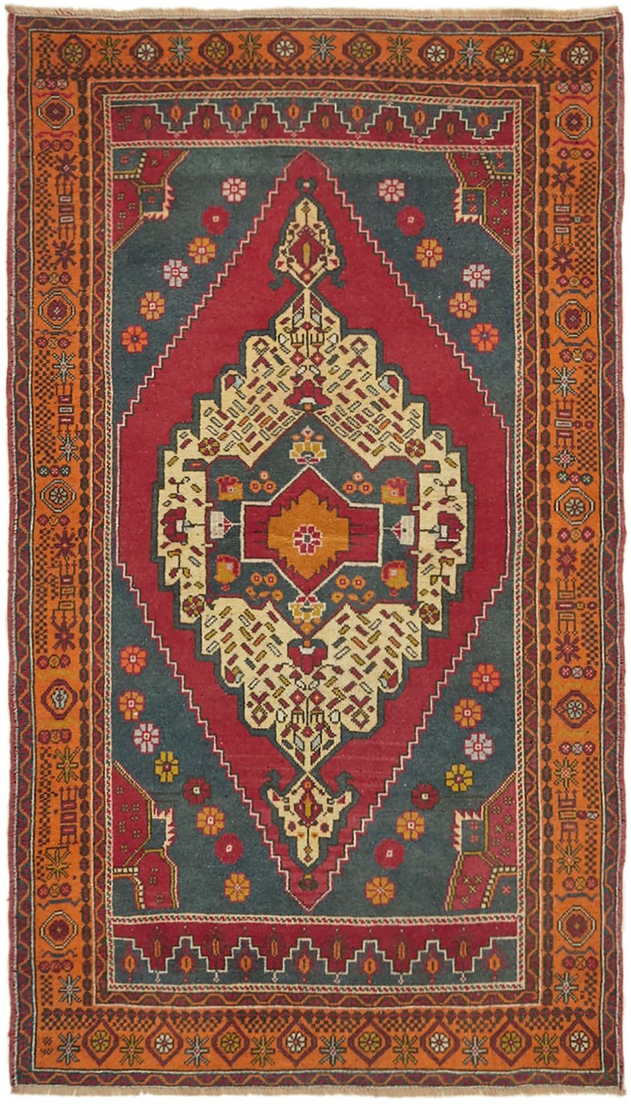 Handmade Vintage Blue Anatolian Rug 131 Cm X 222 Cm