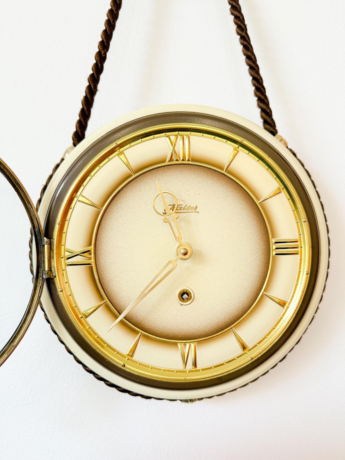 Vintage Kaiser Wandklok   Messing, Glas   Bolle Glasplaat   Duits Design   Mid Century   Kienzle   Hermle   Fhs   Maritiem   Nautisch photo 198.0