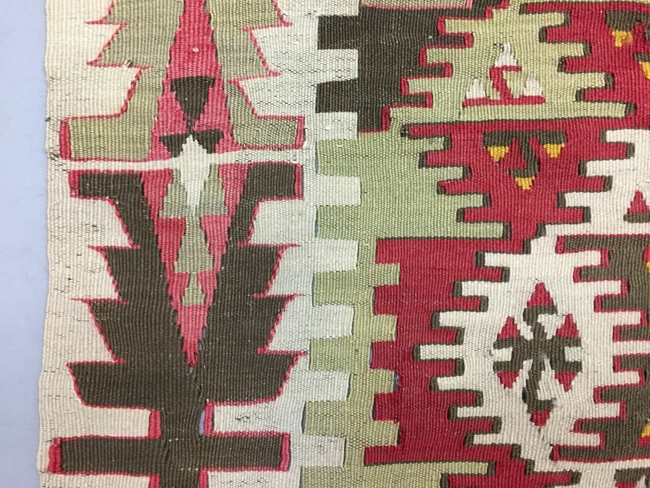 photo furniture Antique Turkish Kilim Rug 413x127cm Runner Shabby Old Country Home Kelim