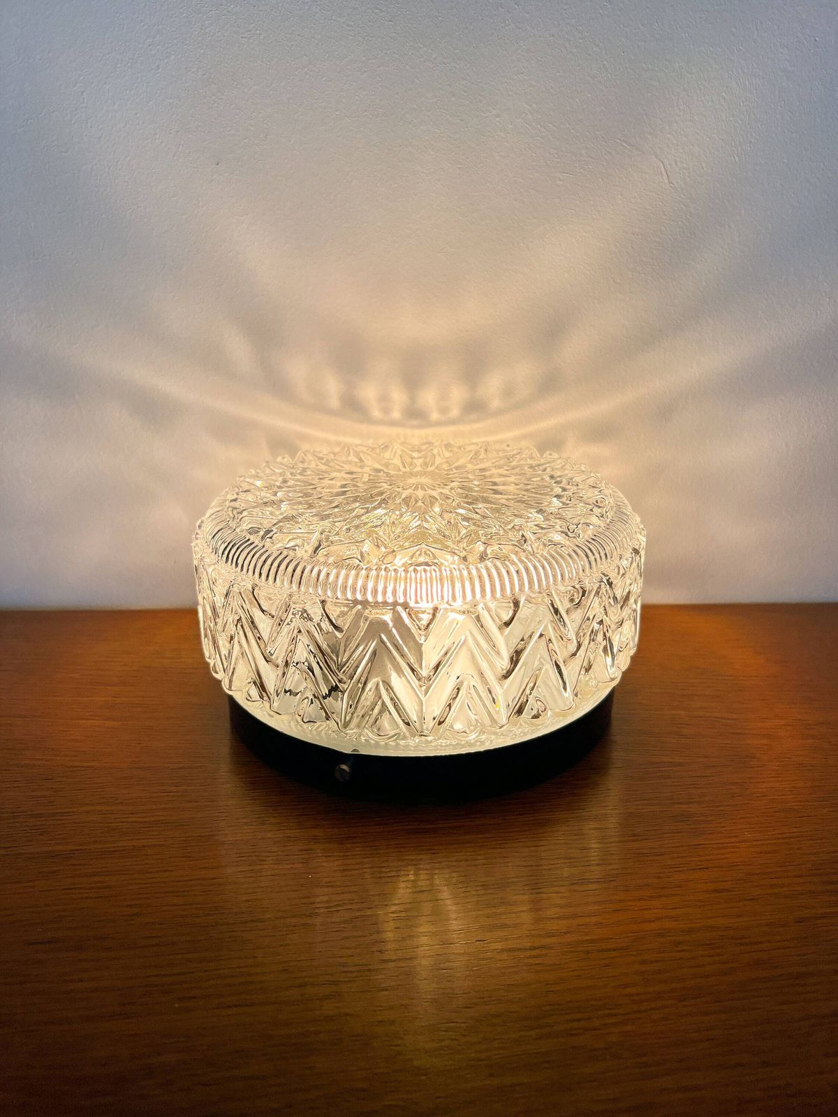 Vintage Mid Century Plafond /Wandlamp | Geslepen Glas, Metaal | Jaren 60/70
