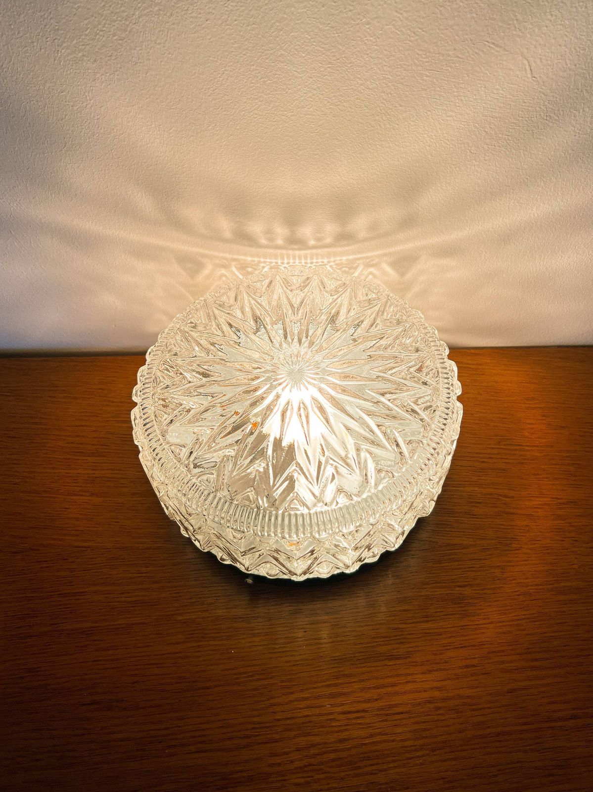 Vintage Mid Century Plafond /Wandlamp | Geslepen Glas, Metaal | Jaren 60/70 photo vintage