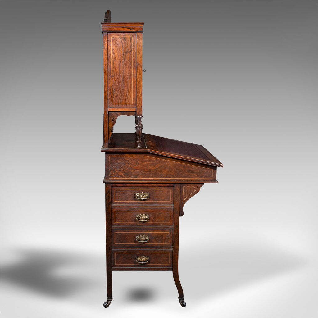 Antique Tall Davenport, English, Walnut, Bureau Cabinet, Victorian, Circa 1860 photo buy