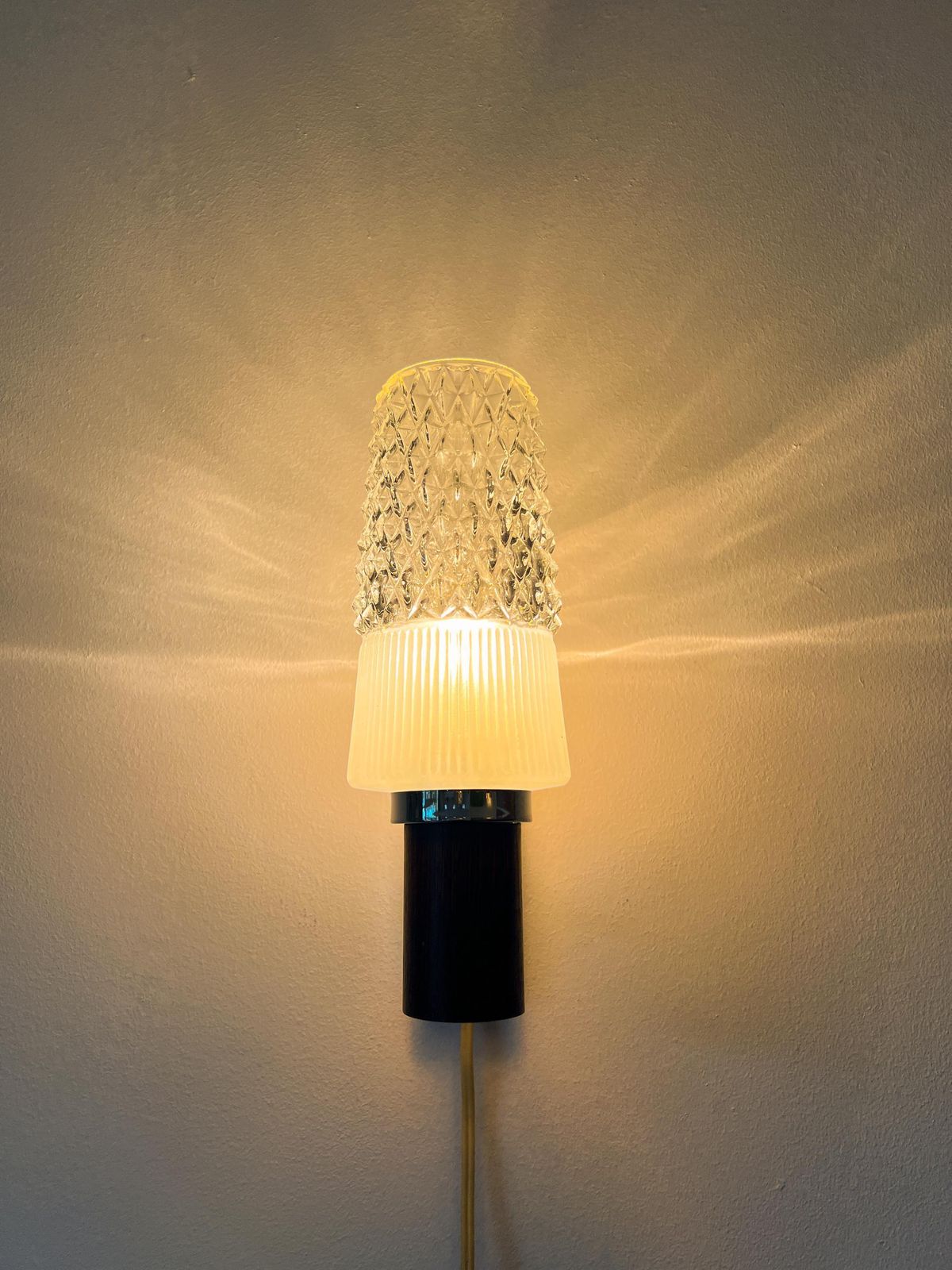 Vintage Wall Lamp   Louis Kalff Style   Wood, Glass, Metal   Excellent Condition   Scandinavian Design   60s photo Lighting