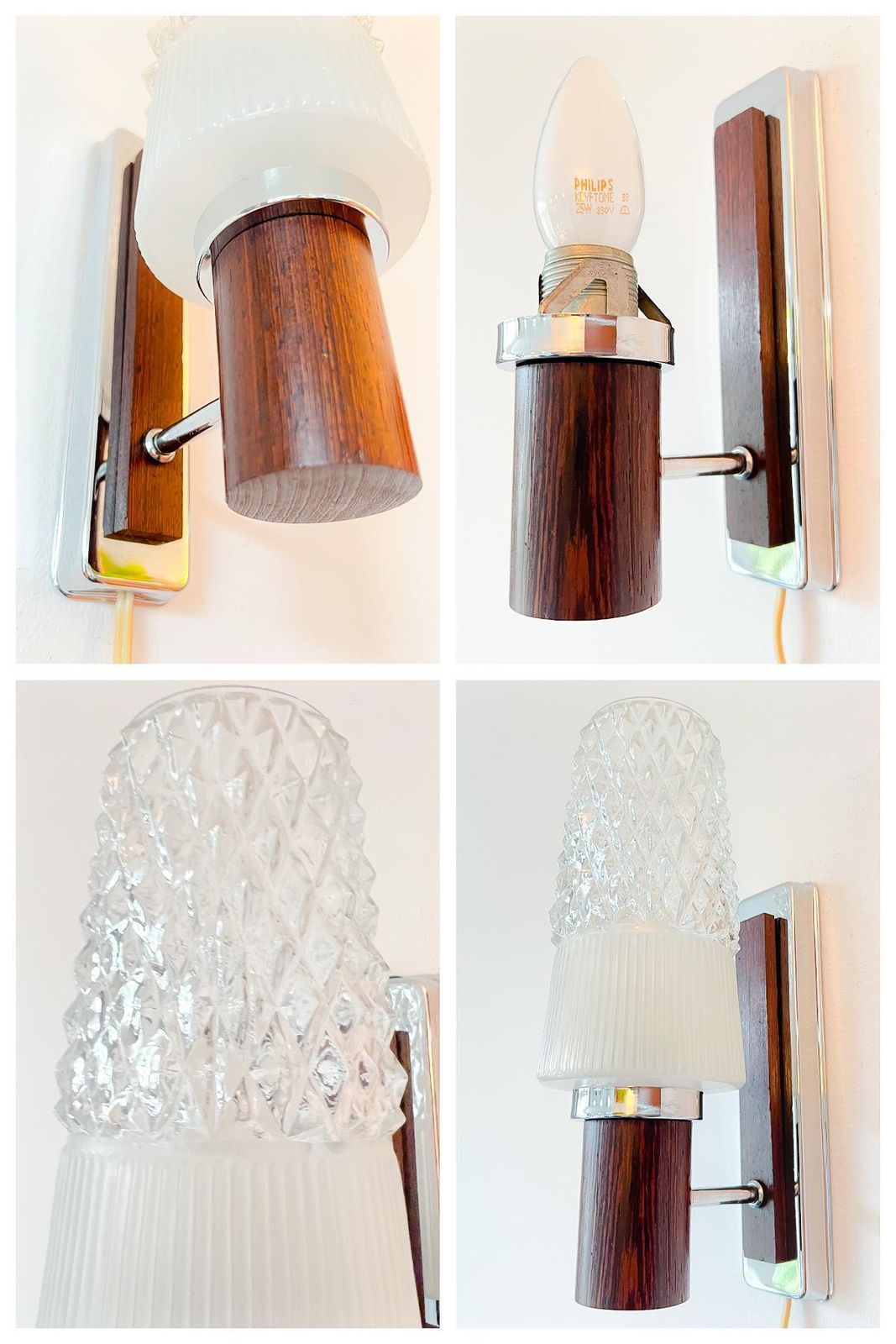 photo furniture Vintage Wall Lamp   Louis Kalff Style   Wood, Glass, Metal   Excellent Condition   Scandinavian Design   60s