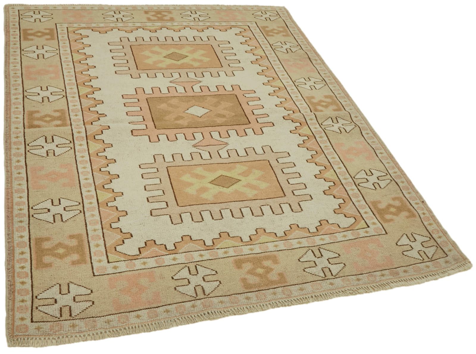 Handmade Vintage Beige Anatolian Rug 139 Cm X 166 Cm photo furniture