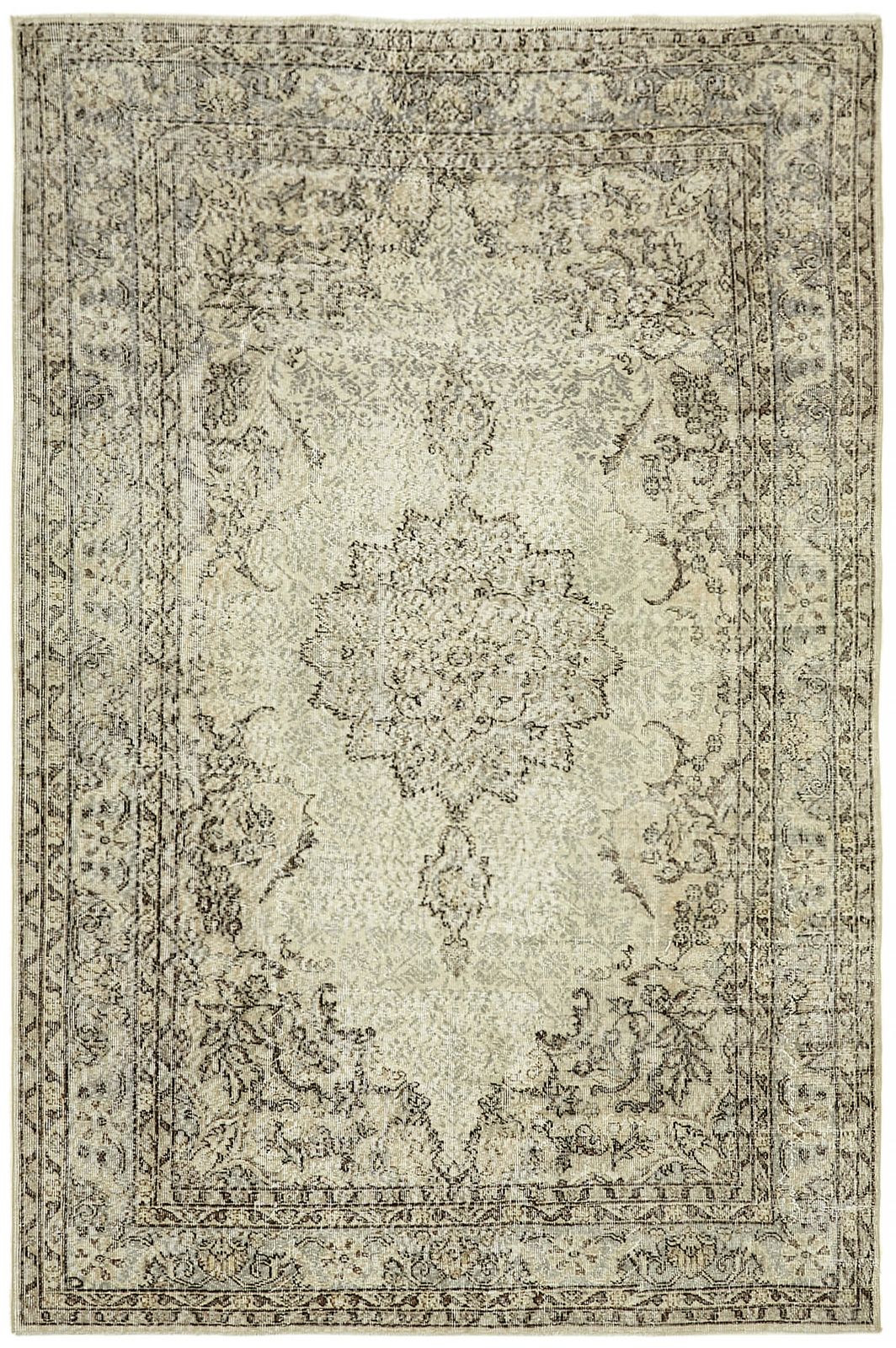 Handmade Beige Turkish Vintage Area Rug 210 Cm X 313 Cm