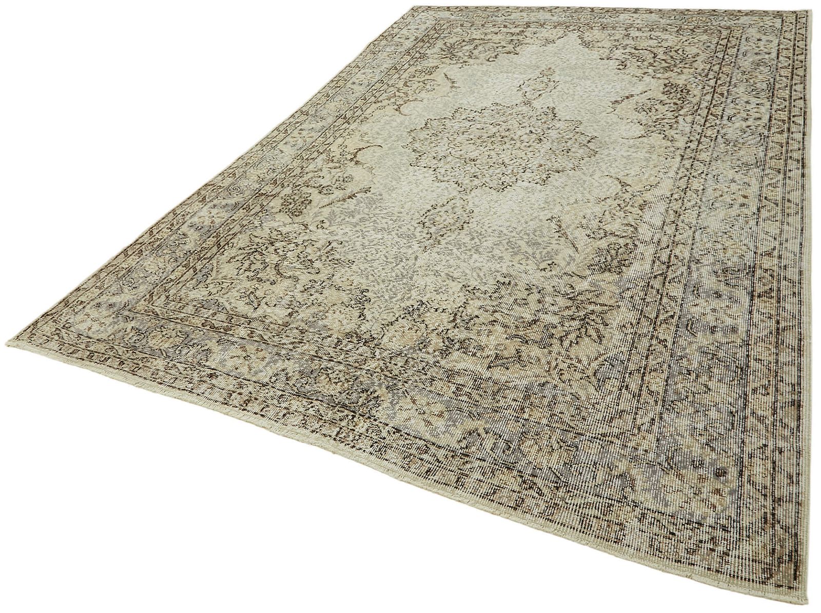 Handmade Beige Turkish Vintage Area Rug 210 Cm X 313 Cm photo for sale