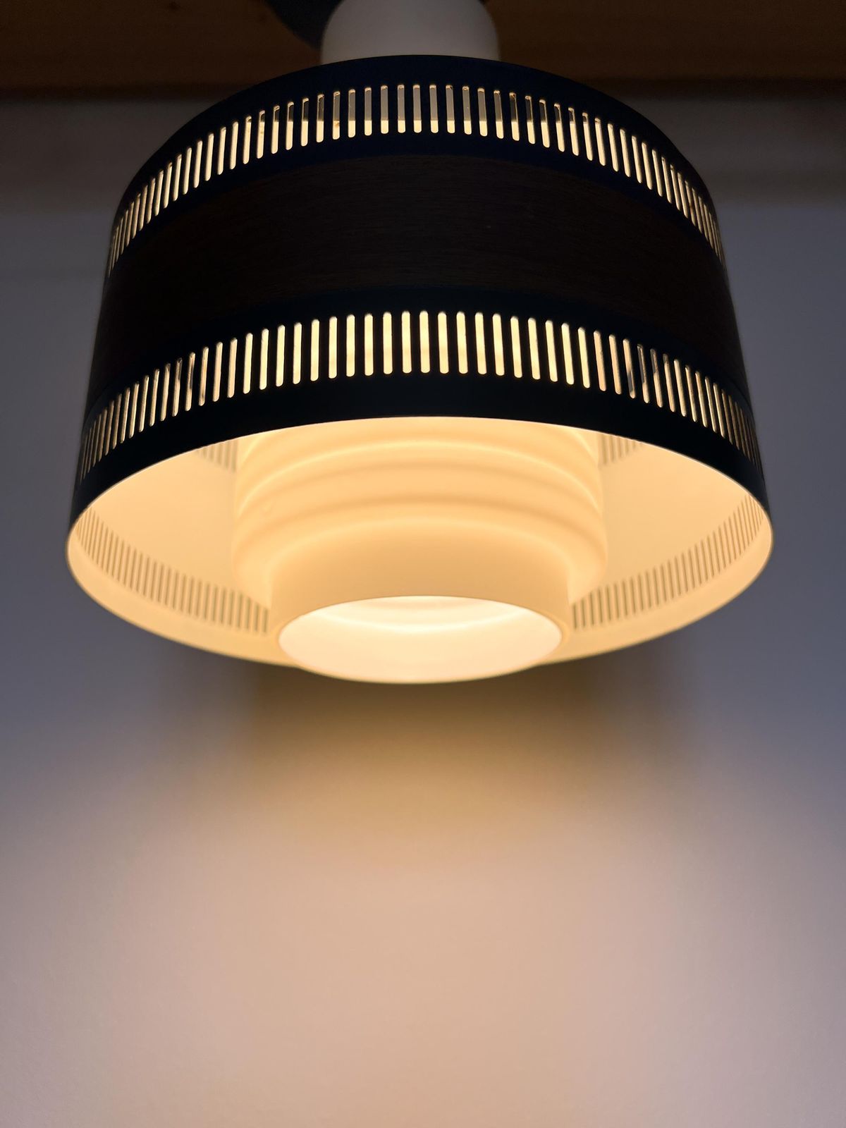 Vintage Pendant Lamp   Metal, (Milk) Glass, Wood Look   Scandinavian Design   Mid Century   50/60s photo 148.0