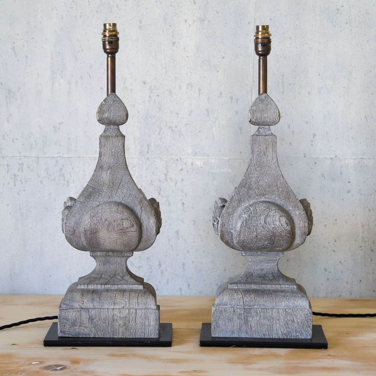 Pair Of Table Lamps Converted From 19th Century Carved Oak Corbels photo furniture
