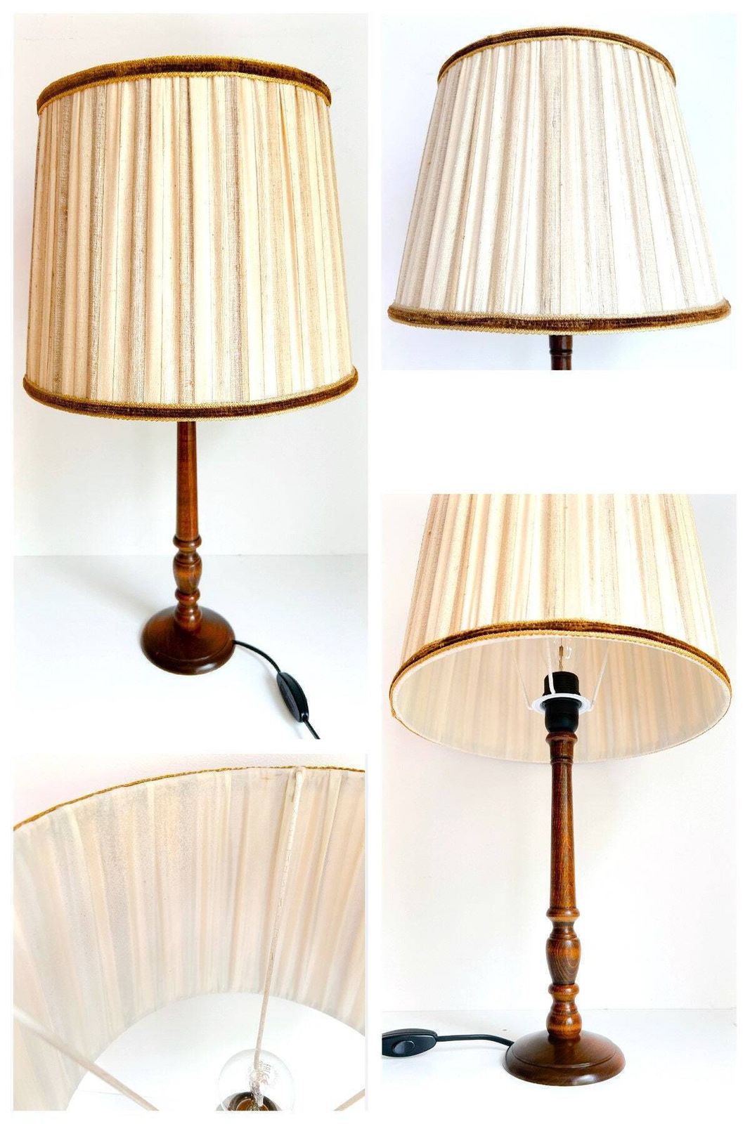 Vintage Houten Tafellampen – 3 Verschillende Ontwerpen – Mid Century photo vintage