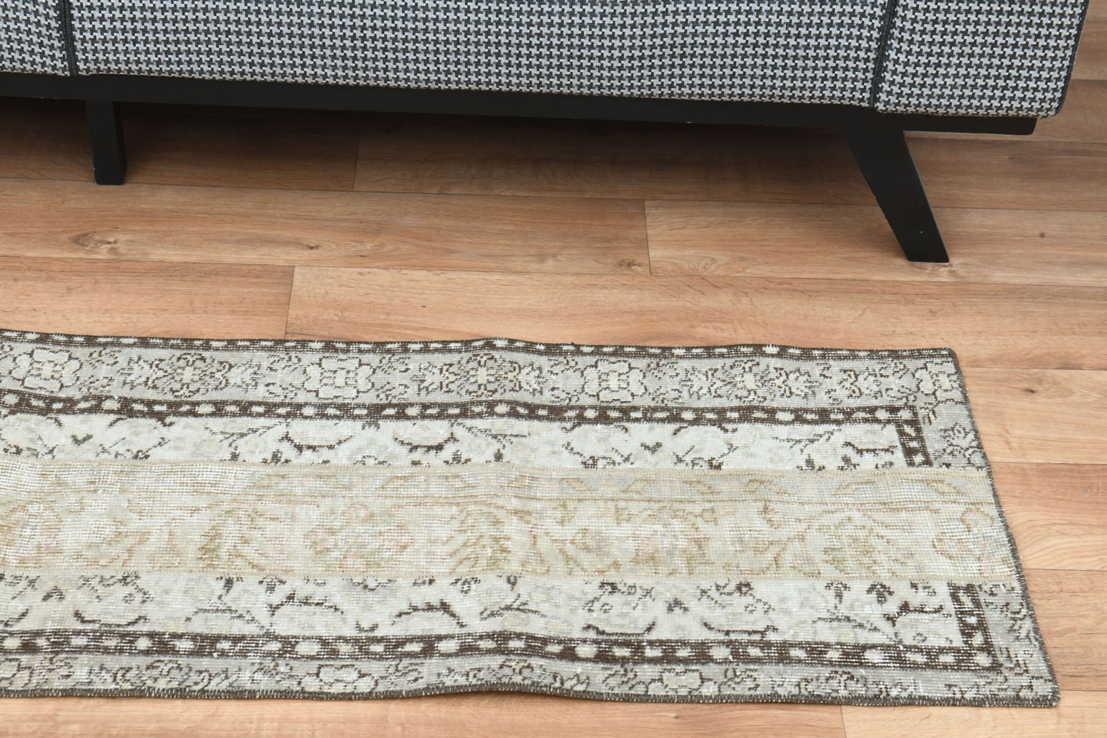 1'8x6'5 Ft, Handmade Turkish Patchwork Short Runner, Washable, Beige Brown Color, Farmhouse Decor, Kitchen Rugs, Stair Decor, Hallway Rug photo furniture
