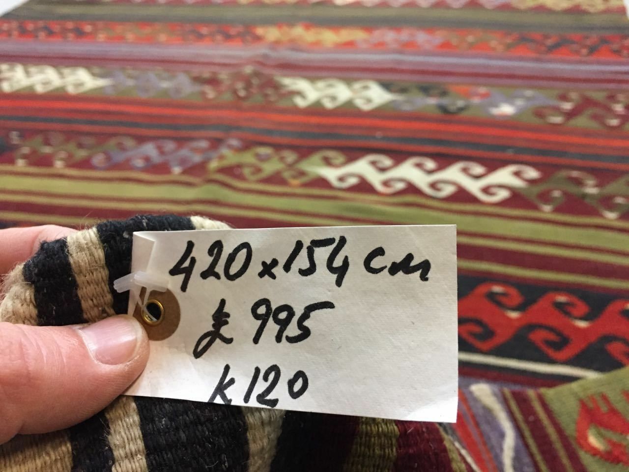photo for sale Antique Turkish Kilim Rug 420x154cm Shabby Vintage Old Country Home Kelim