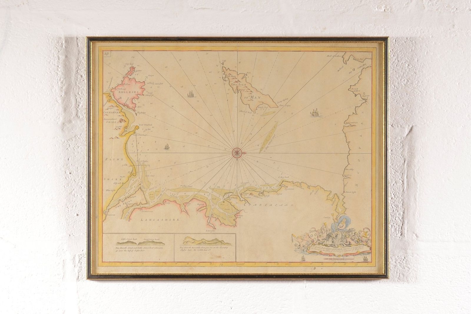An Antique Sea Chart   Isle Of Man   By Capt. Greenvile Collins   C.1750