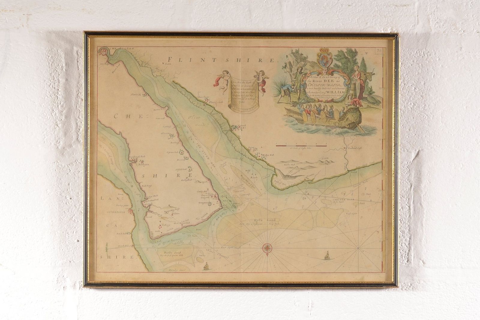 An Antique Sea Chart   River Dee   By Capt. Greenvile Collins   C.1750