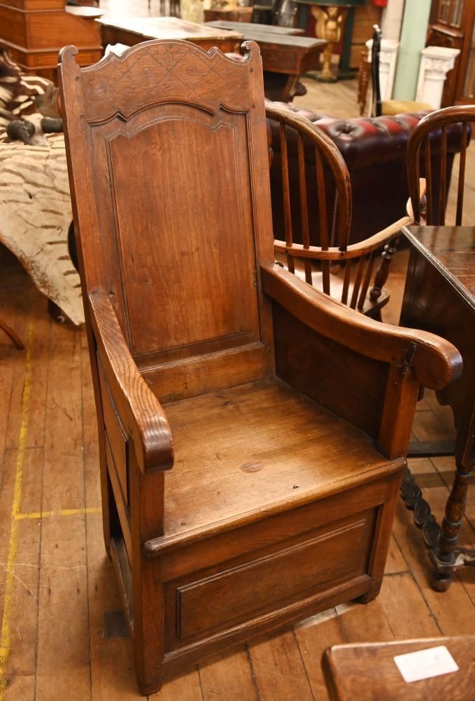 English Oak Lambing Chair Farmhouse Rustic Interiors 1900