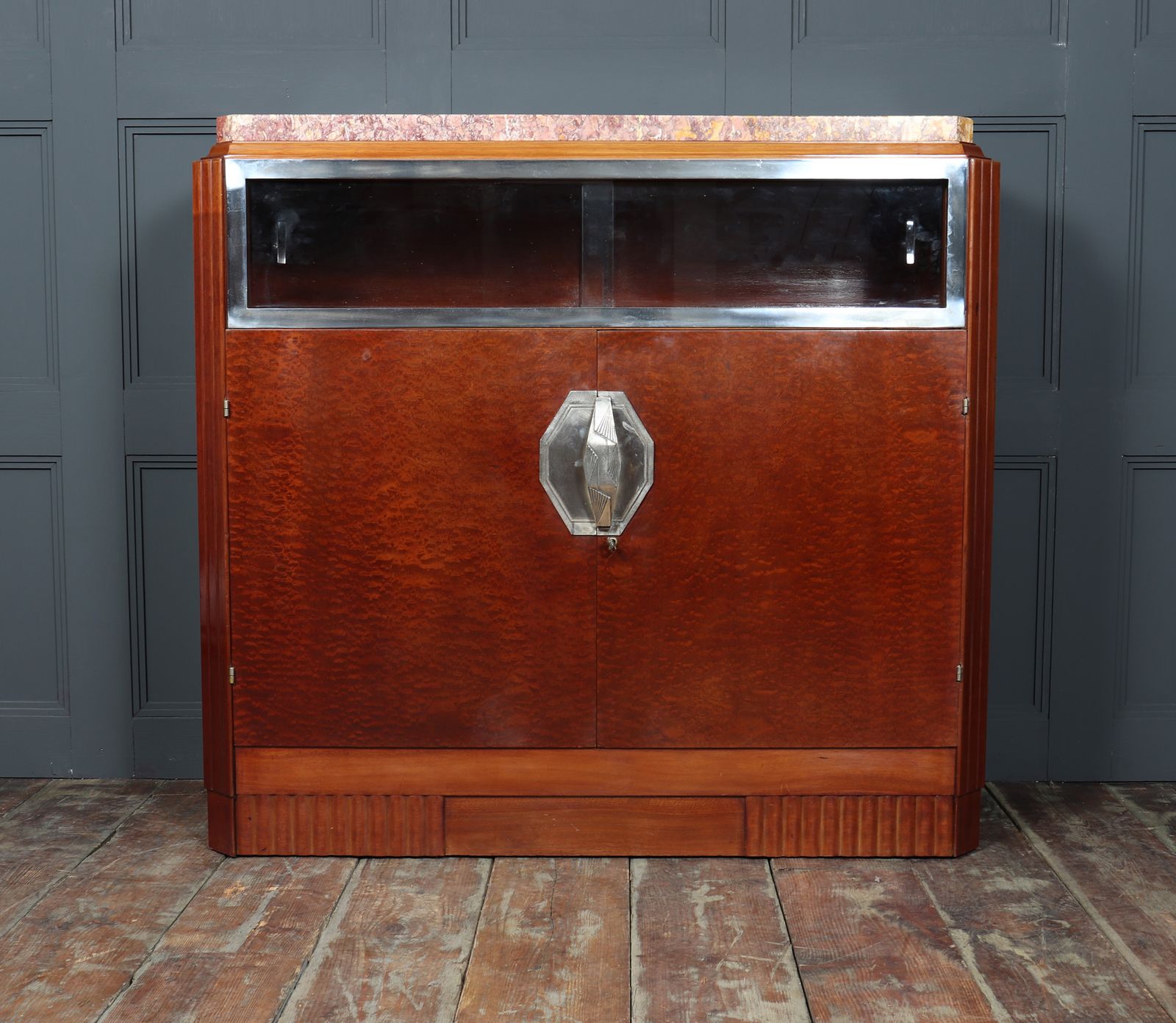photo vintage French Art Deco Cabinet In Pomelle Sapele