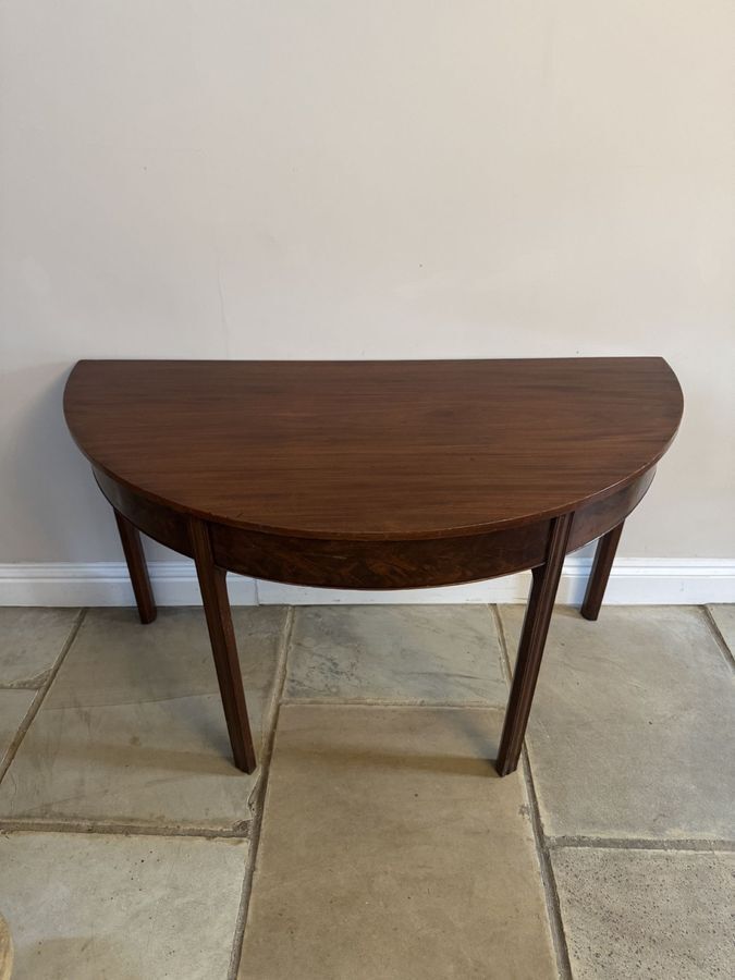 Pair Of Quality Figured Mahogany Antique George III Demi Lune Console Tables photo vinterior