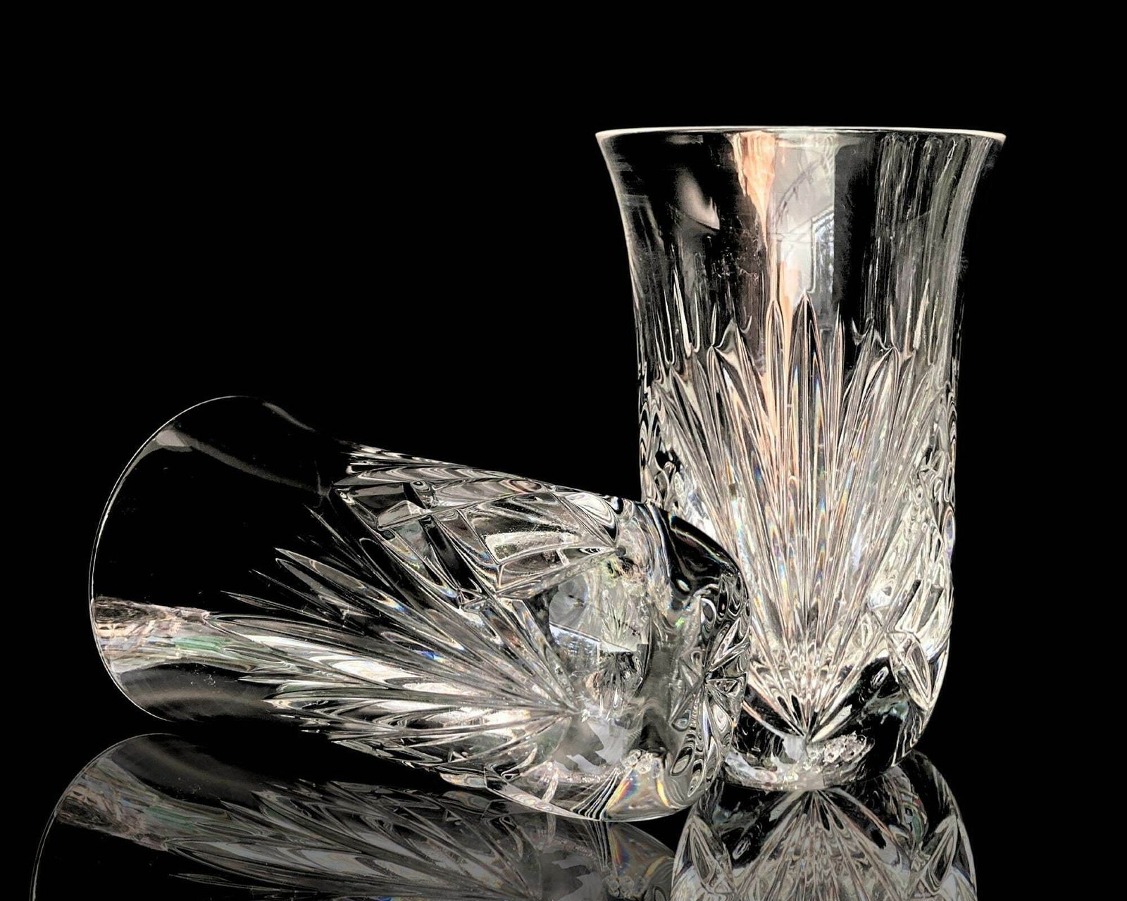 Nachtmann Nierstein Water Glasses | 6pcs Small Vas | Cut Criss Cross & Fan Design | 1965 1980 photo furniture