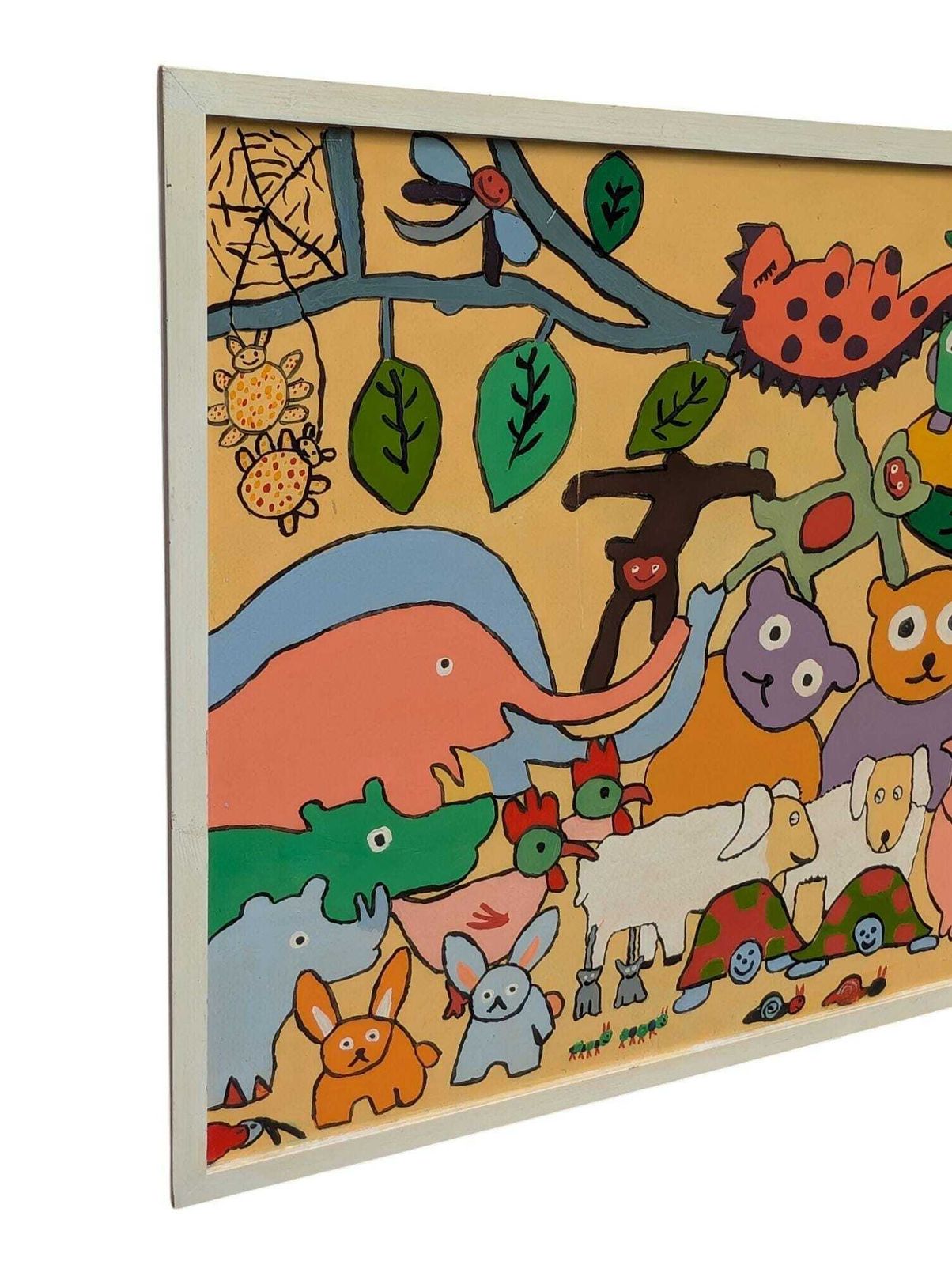 Original Huge Vintage Painting On Wood Board 'The After Party'. Made In England, Unsigned. photo furniture