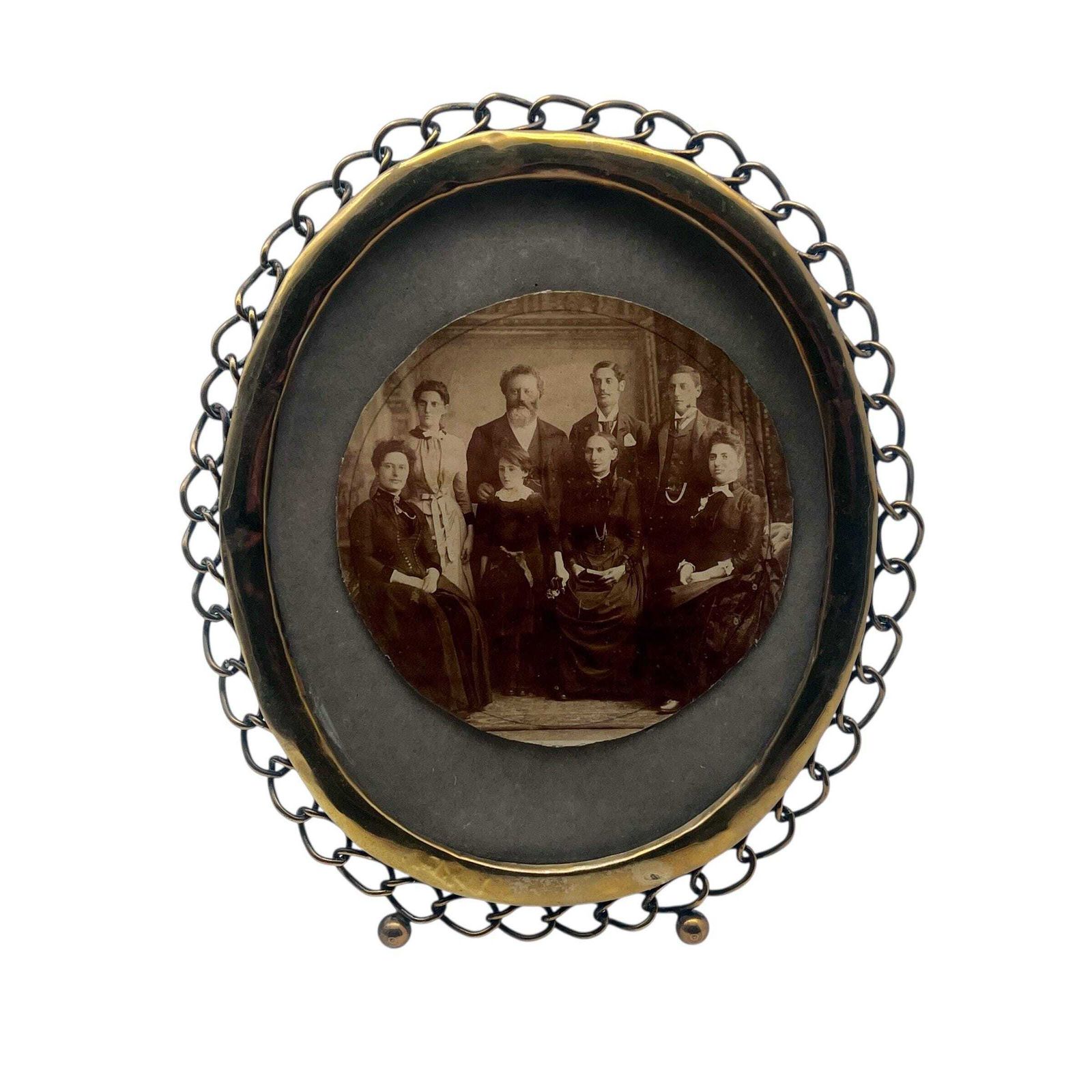 Antique Victorian Oval Brass Link Photograph Frame   Brass Link Picture Frame   Bedroom Decor   Home Decor