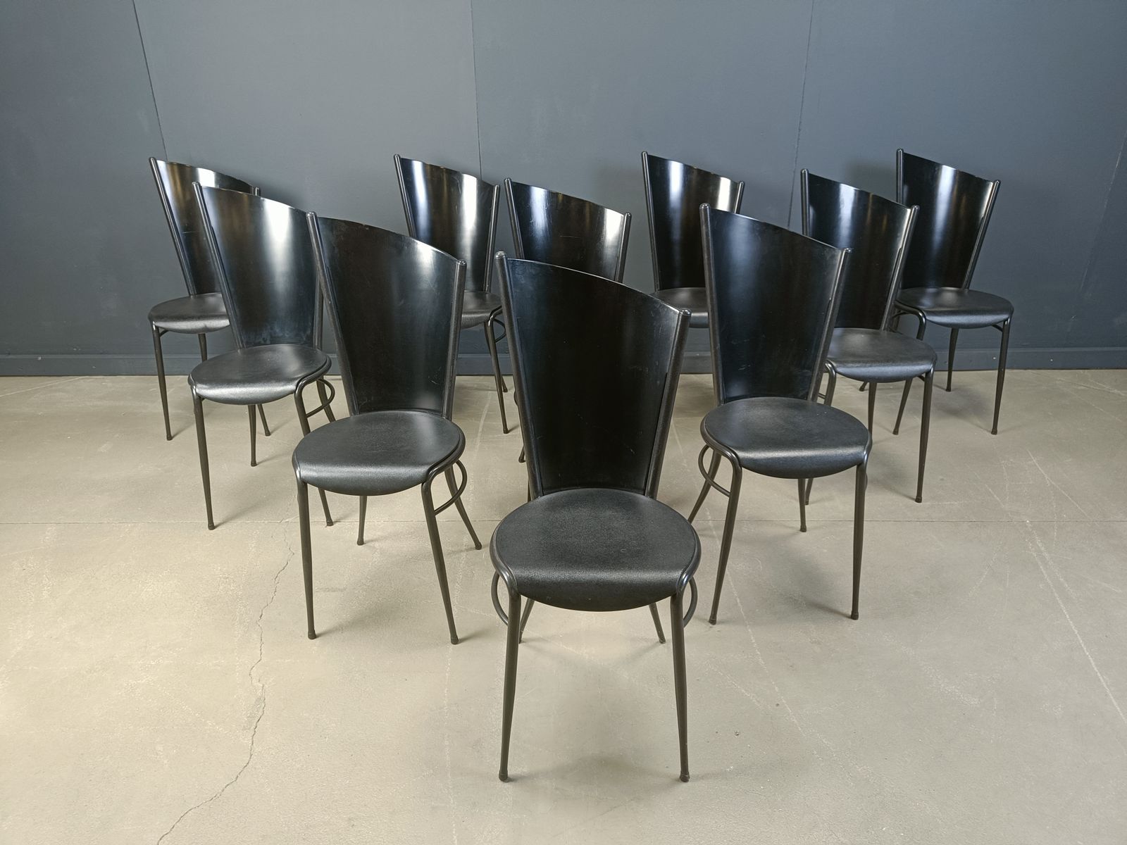 Post Modern Wooden Dining Chairs, 1980s   Set Of 10 photo for sale