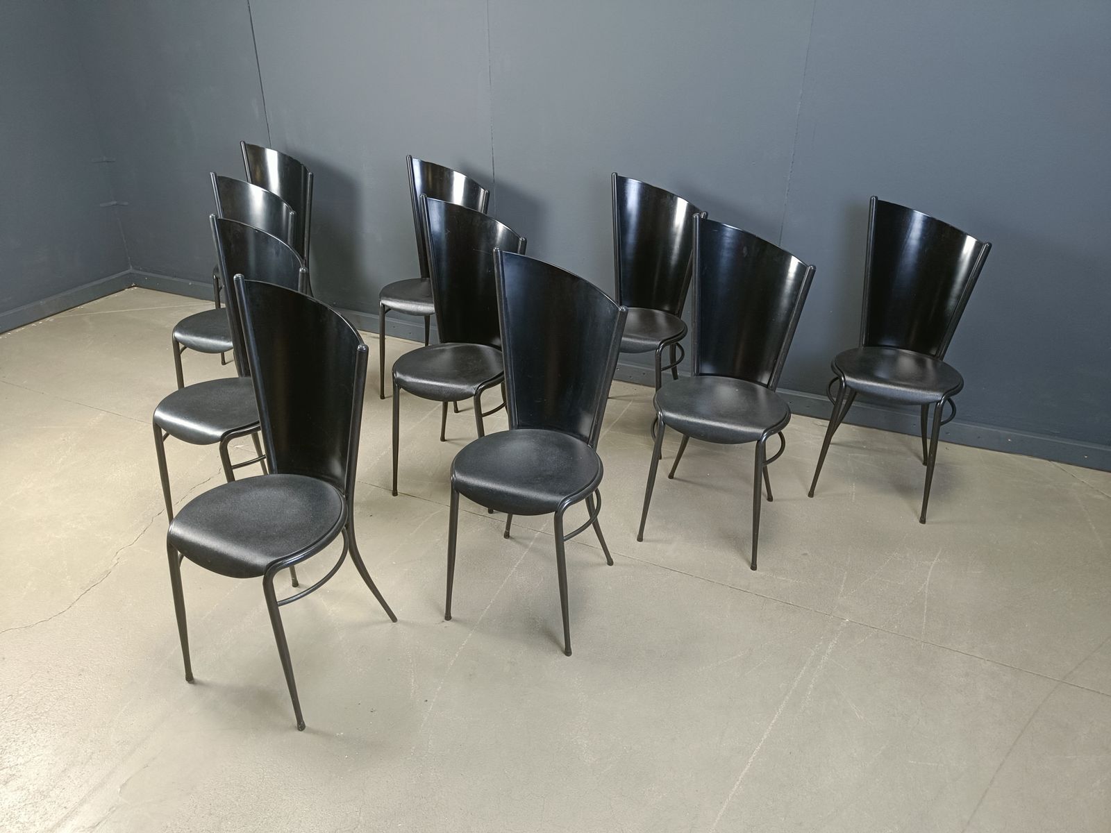 photo for sale Post Modern Wooden Dining Chairs, 1980s   Set Of 10