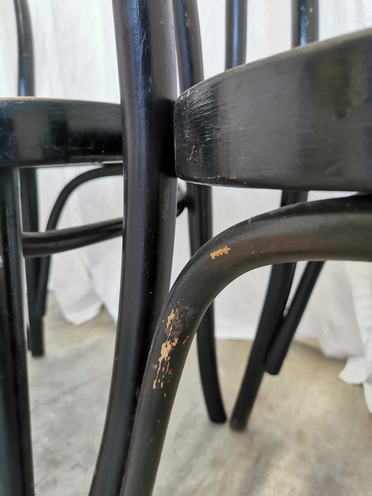 Vintage Dining Chair In Thonet N18 Style / Black Wooden Frame With Cane Seat photo Furniture