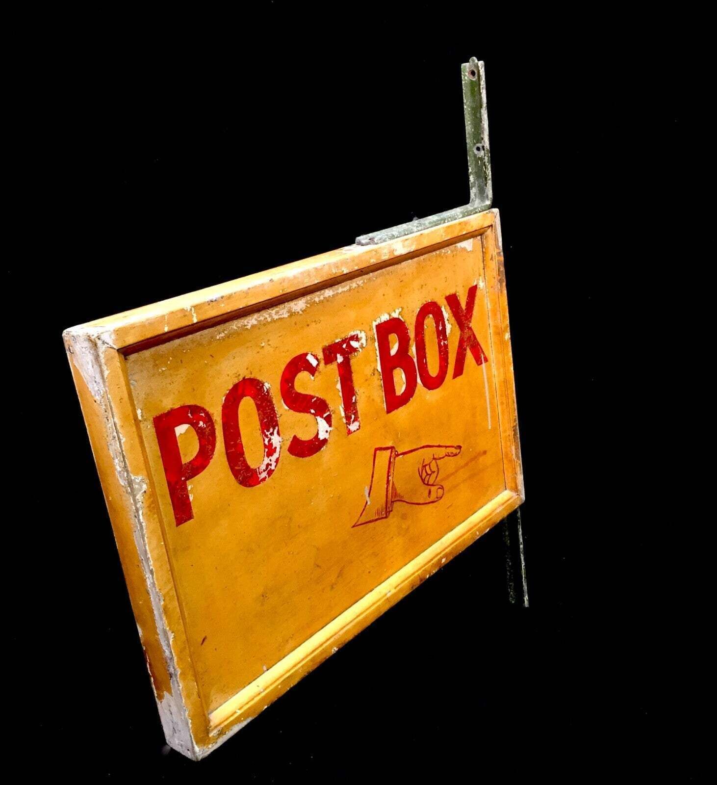 Antique Advertising   Early 20th Century Post Box Wooden Wall Mounted Sign C1930 photo Home Decor