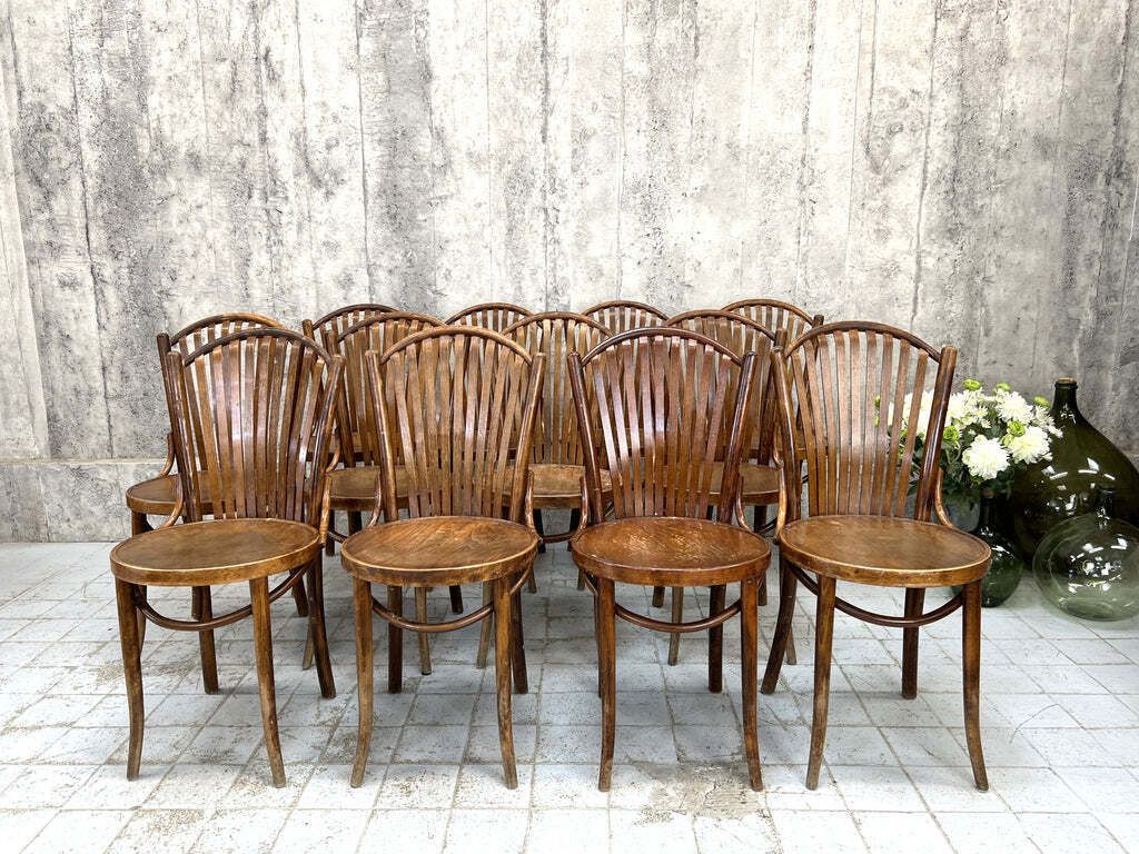 Set Of Twelve Corbeille Style Bentwood Bistro Chairs
