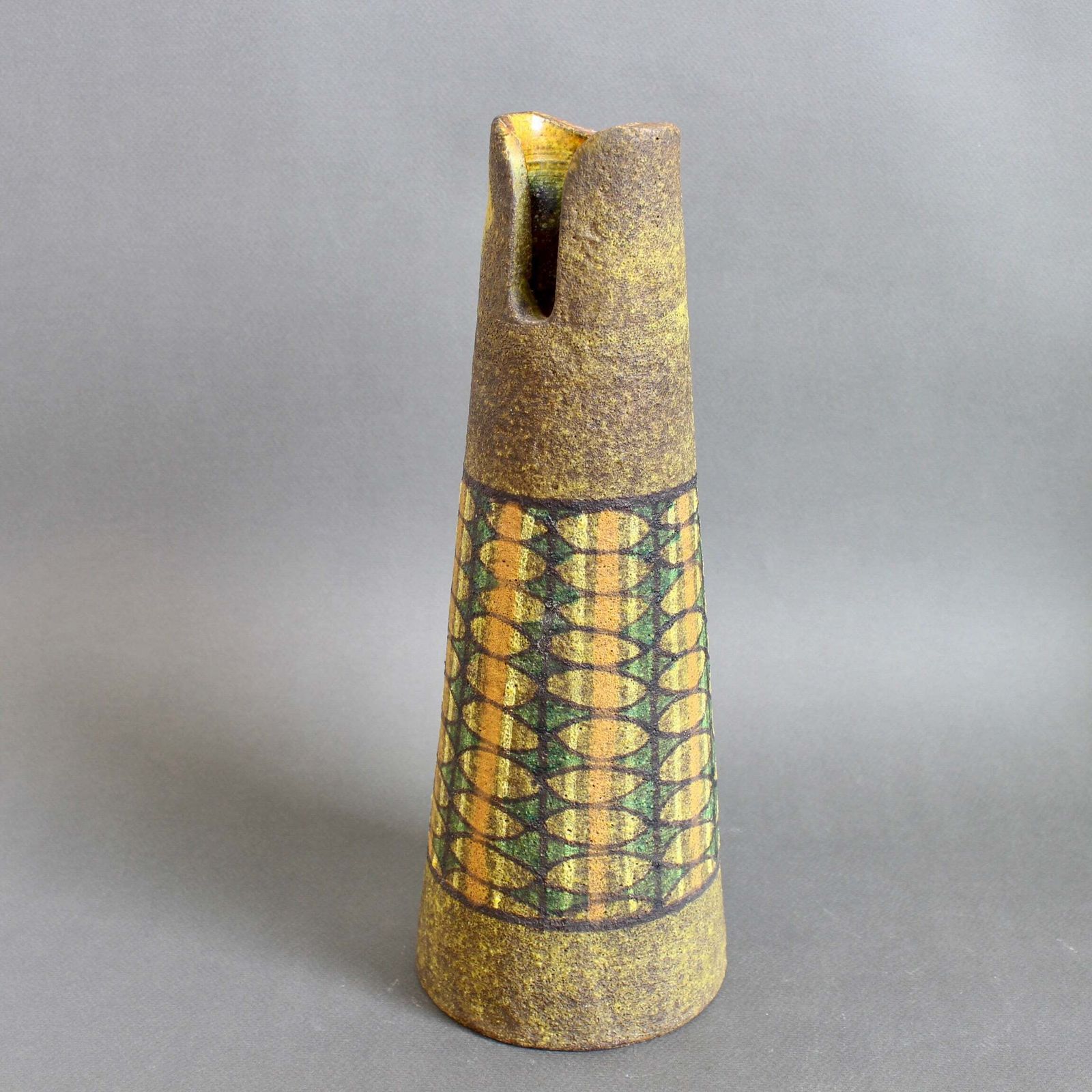 Mid Century Italian Earthenware Flower Vase By Aldo Londi For Bitossi (Circa 1950s) photo for sale