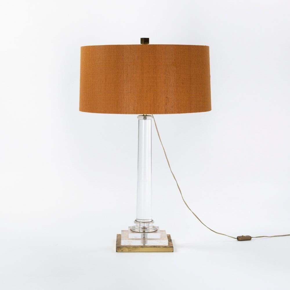 Pair Of Italian Mid Century Acrylic Table Lamps Gilded Base By F. Loffredo 1960s photo Lighting