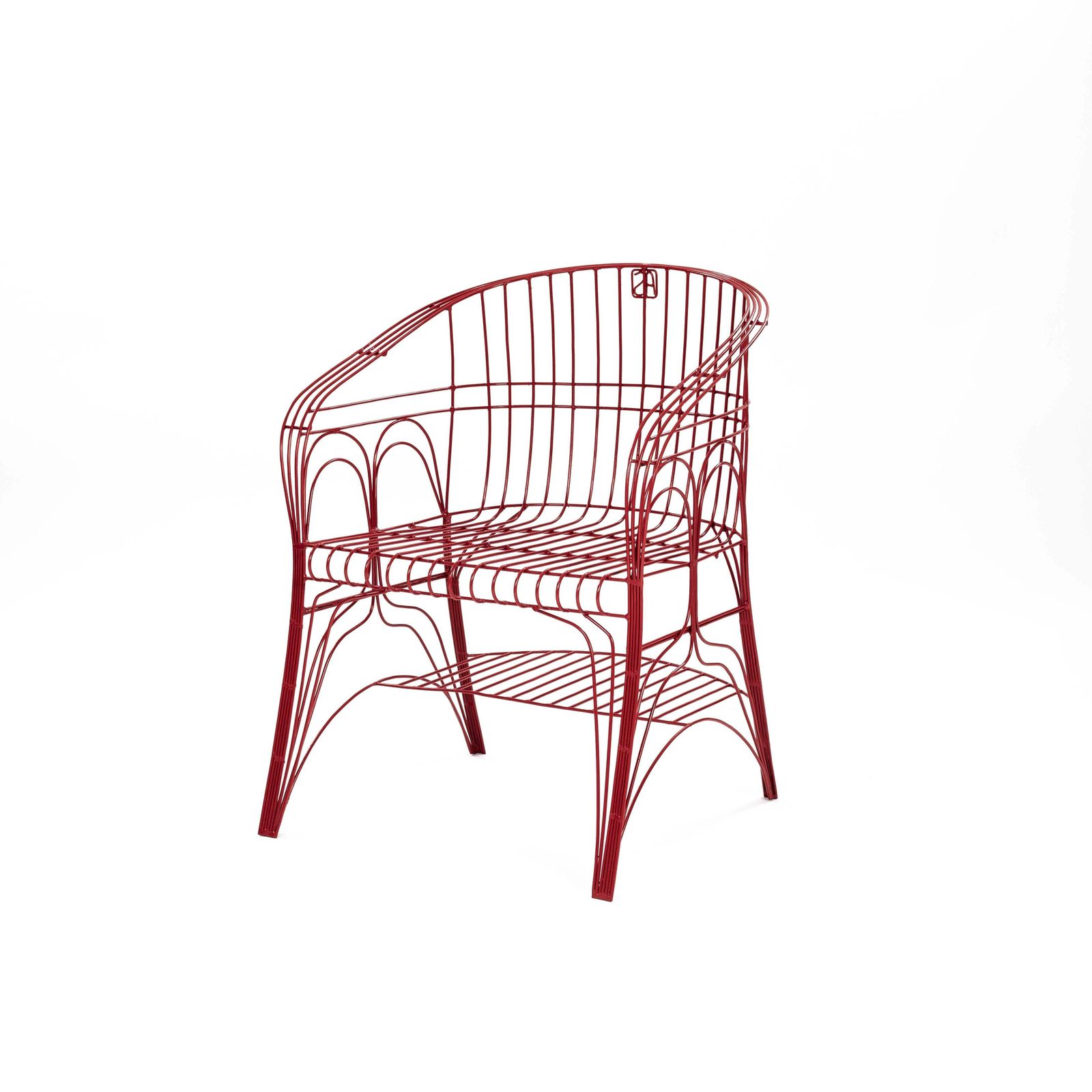 Pair Of Red Modern Italian Armchairs In Welded Construction By A. Spazzapan 2005 photo 9251.0