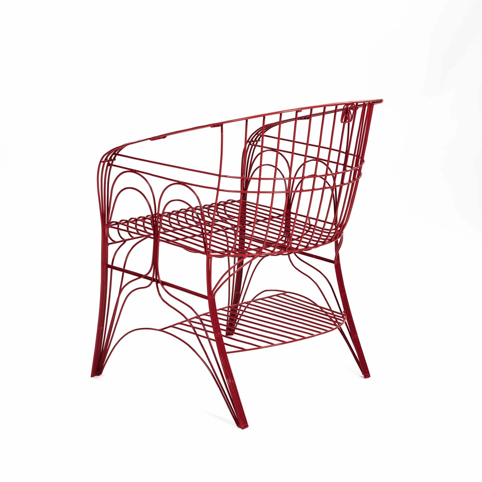 Furniture Pair Of Red Modern Italian Armchairs In Welded Construction By A. Spazzapan 2005 photo