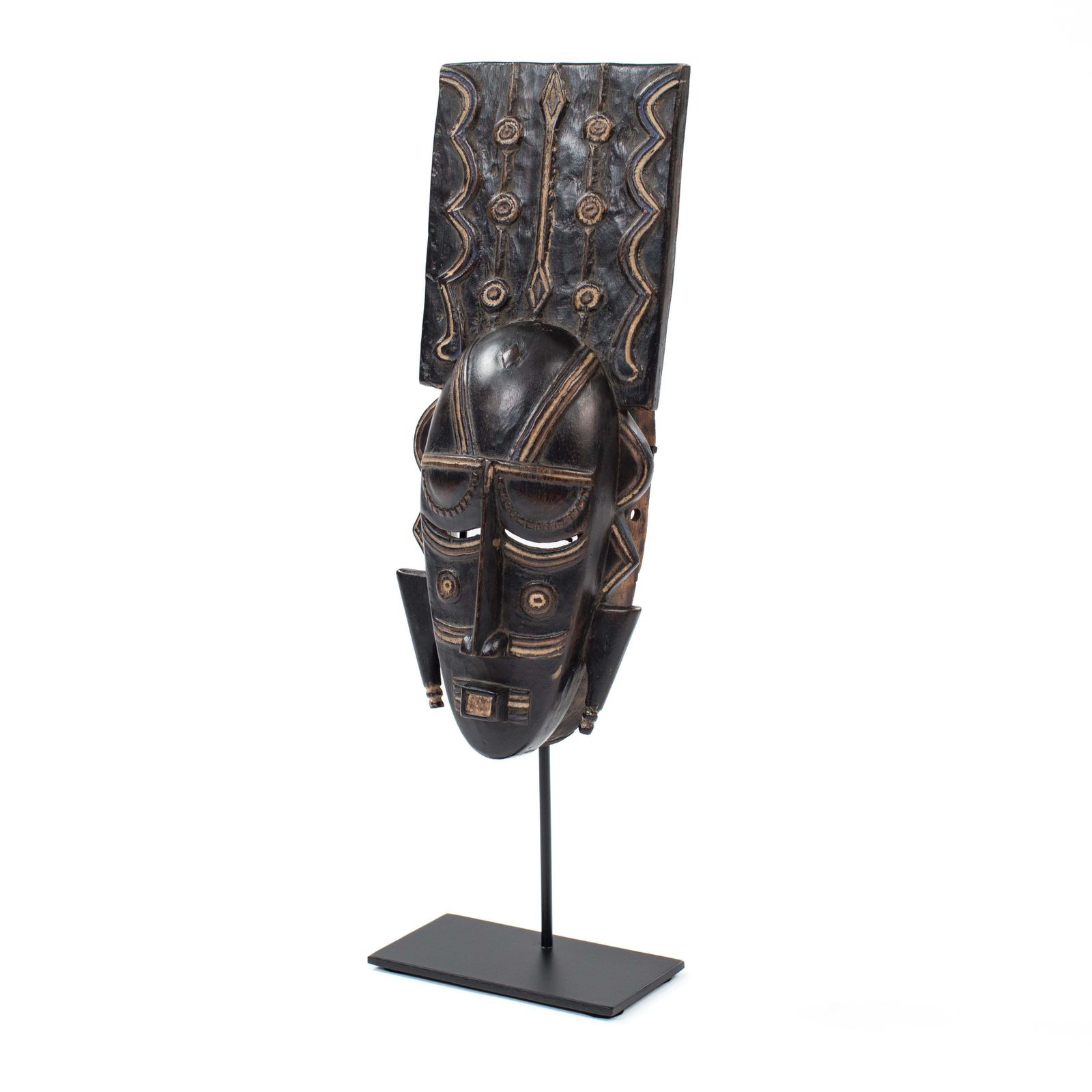 Africain Wooden Ligbi Mask Protruding Plate On The Head, Ivory Coast 1980s photo for sale